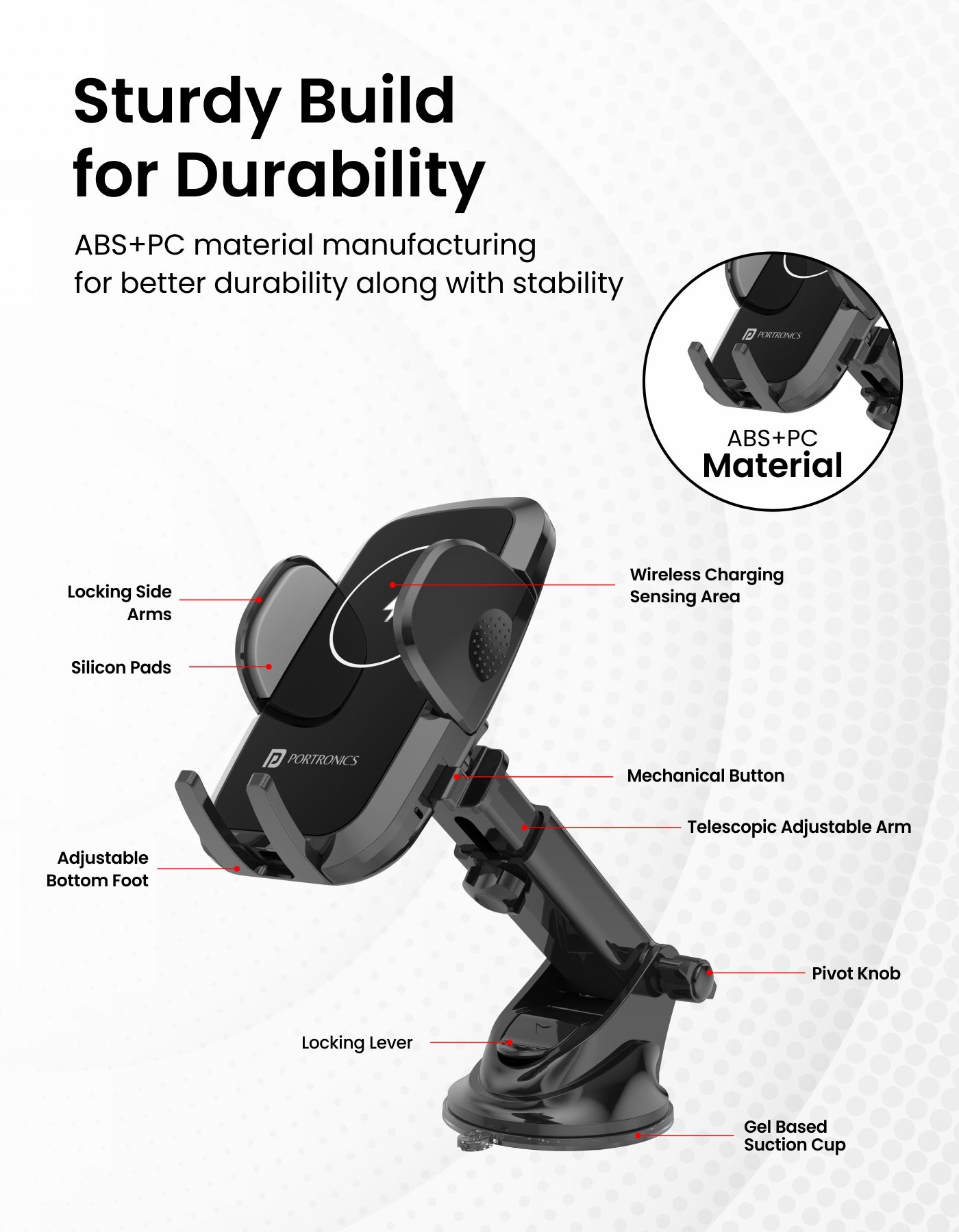 Portronics Charge Clamp 2 Mobile stand for car