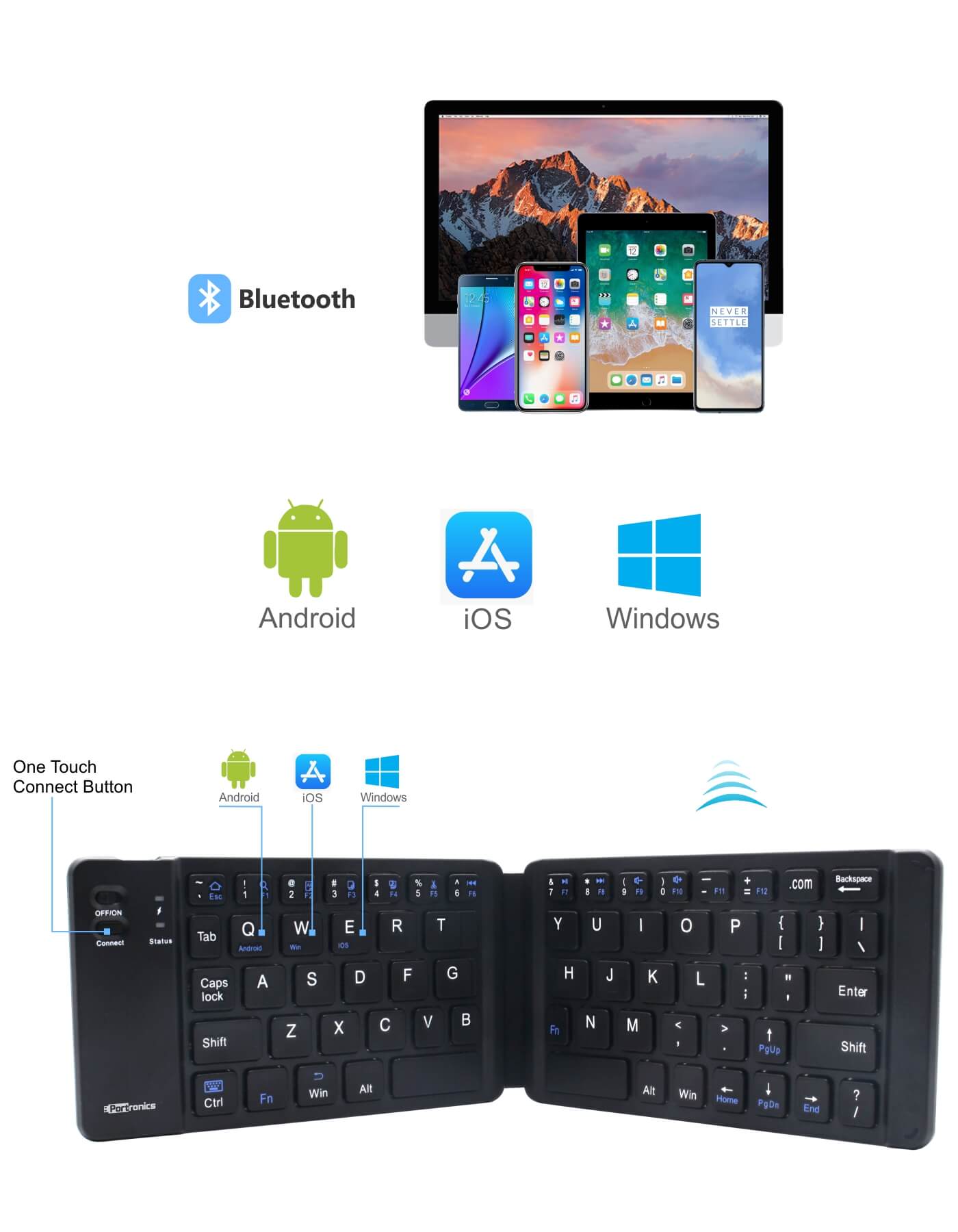 Portronics Chicklet Pocket Friendly Wireless Keyboard wide connectivity