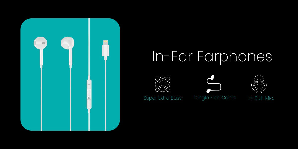 Conch 40: Wired Earphones| wired headset with 8 Pin jack - Portronics