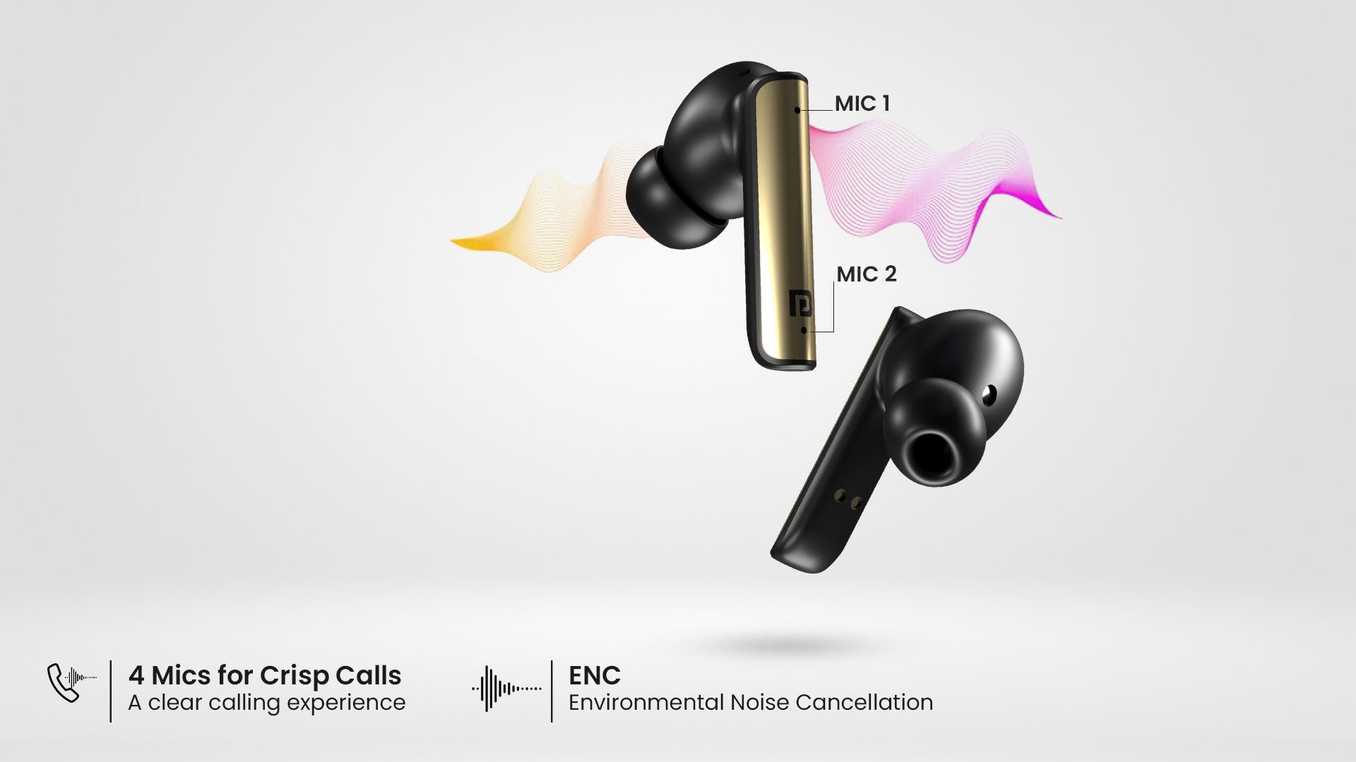 wireless tws bluetooth earbuds with 4 mics from portronics