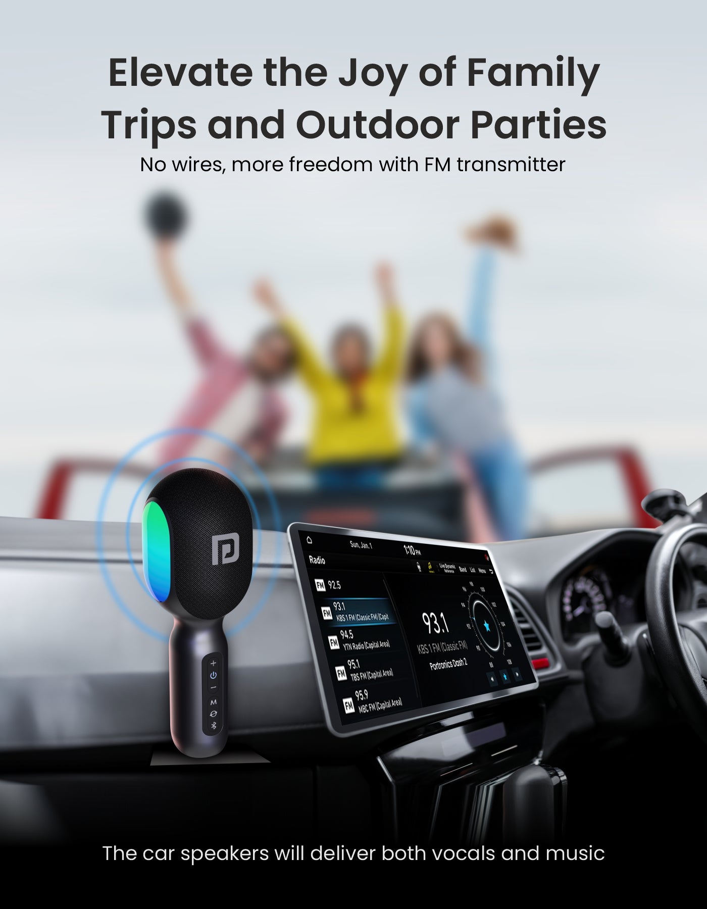 Portronics Dash Portable/Bluetooth Party Speakers, AUX/BT/TWS sing loud with wireless karaoke mic