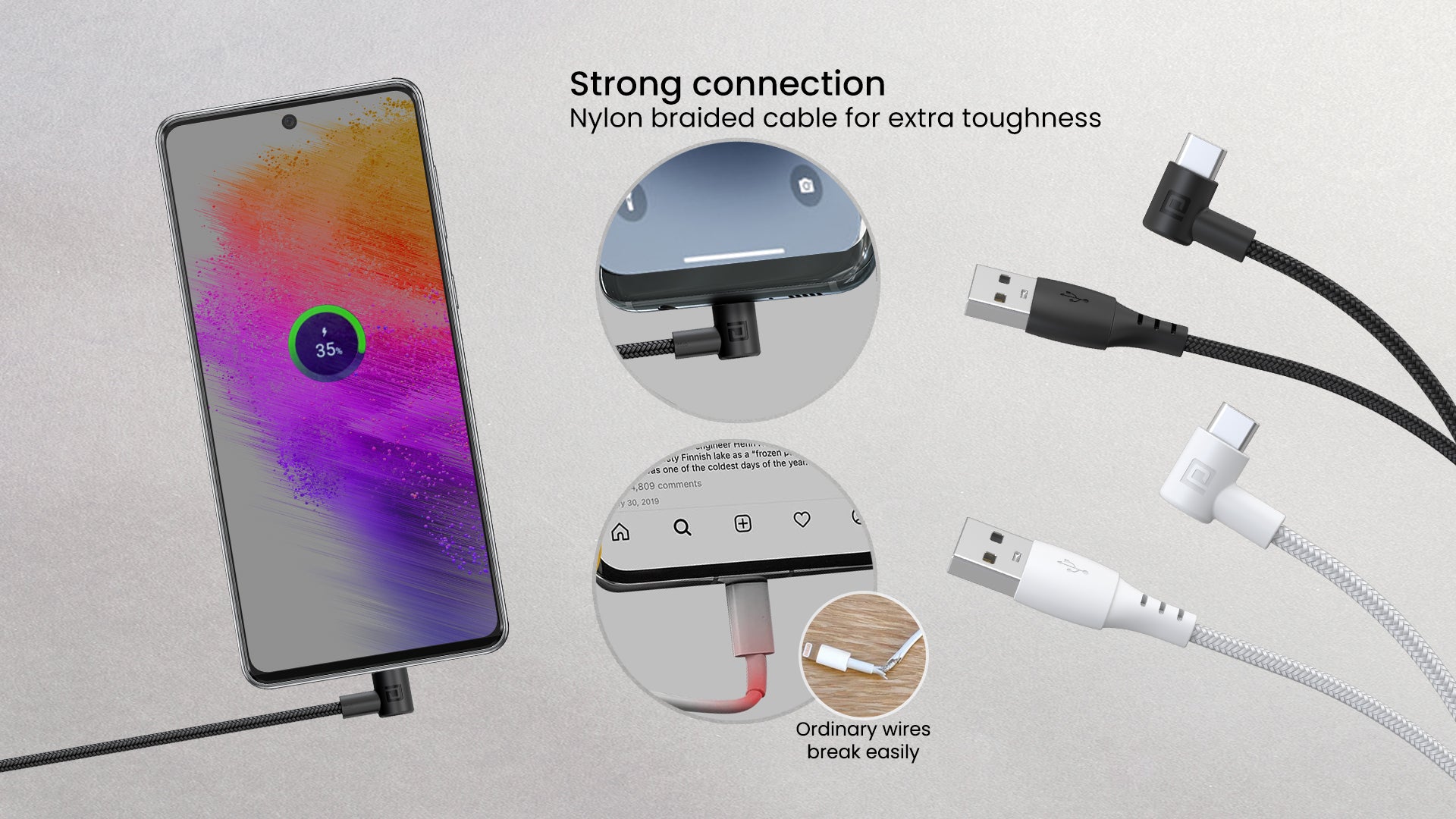 Portronics Konnect Spydr 2 with micro USB, and Type C cable