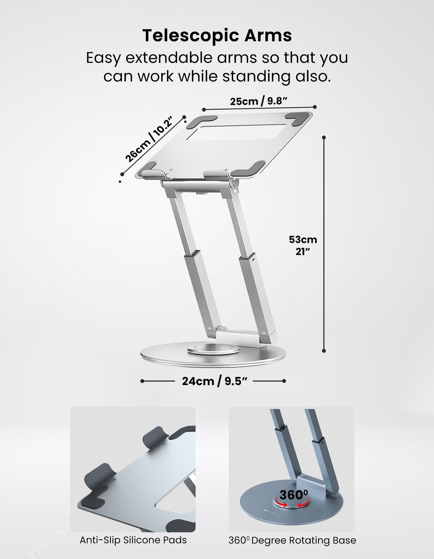 portable laptop stand with easy extendable arms from portronics