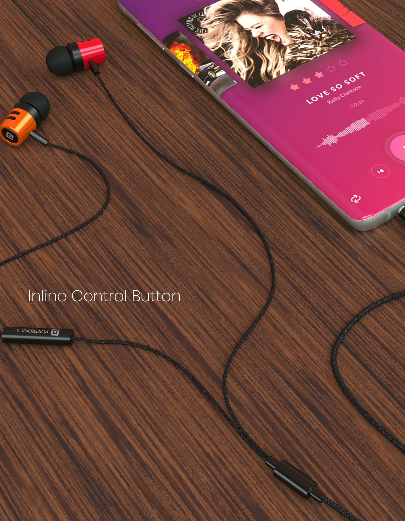 Portronics Ear 2: In-Ear Stylish Wired Earphone with control button