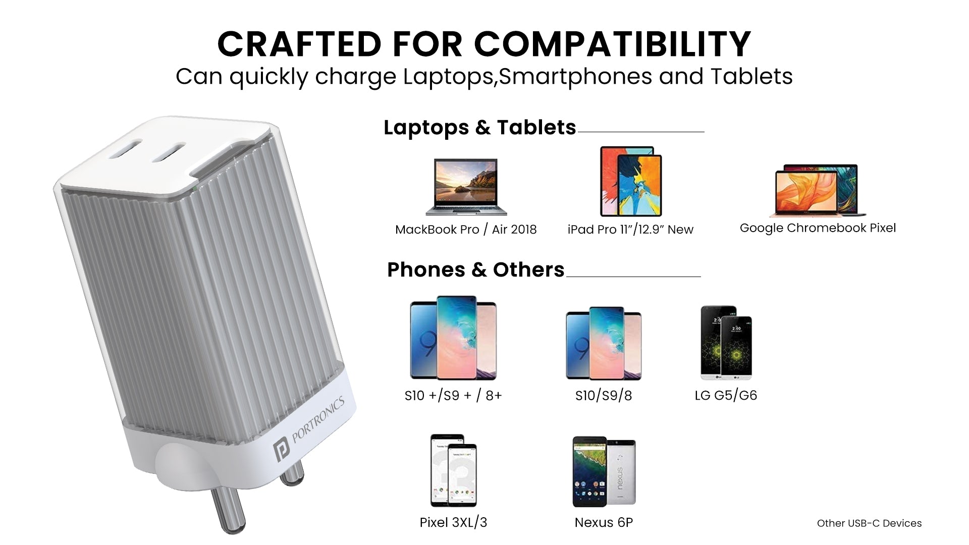 portronics adaptor 20 Type C charging