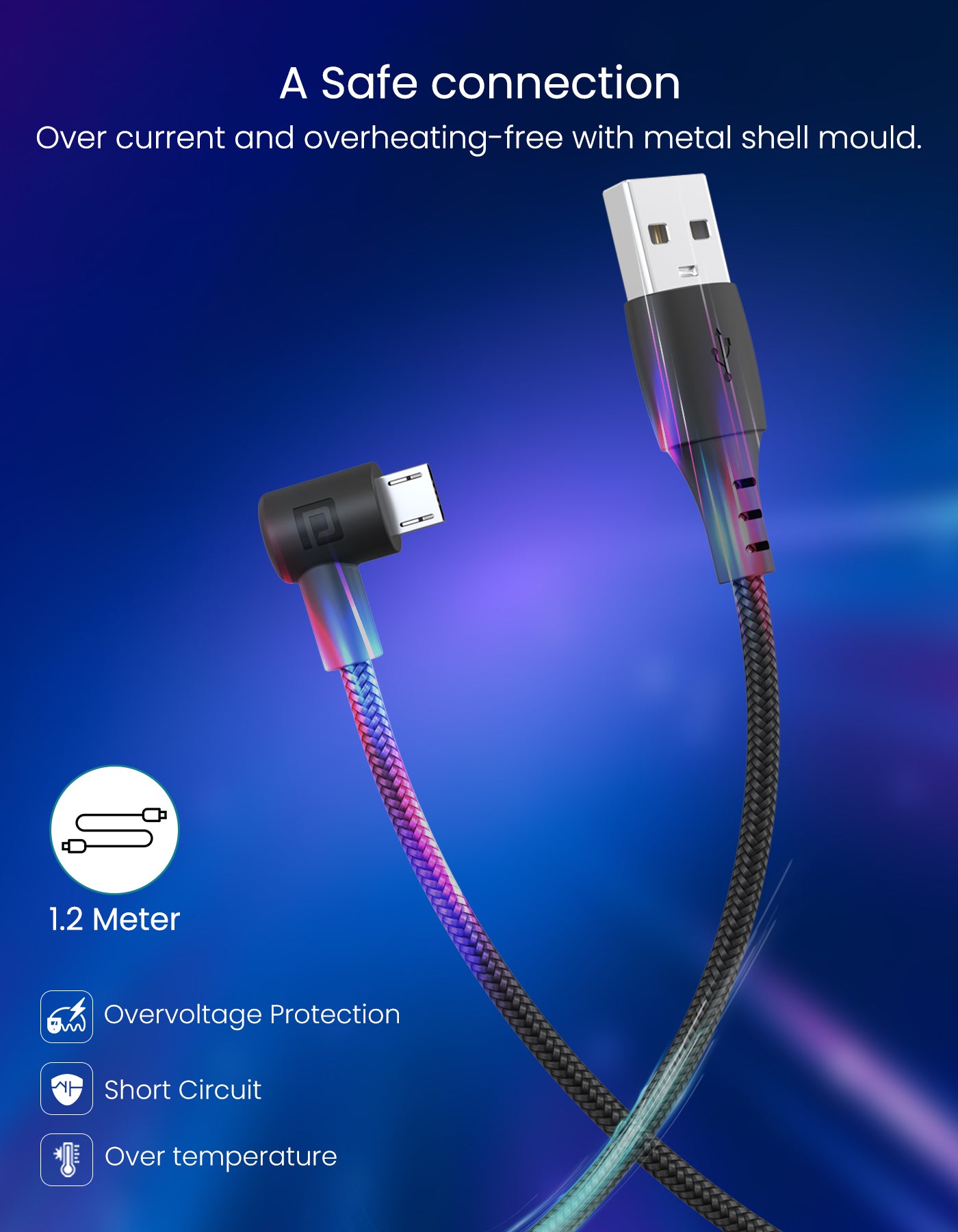 Portronics Konnect HD Micro USB to micro cable with 3.0 A output