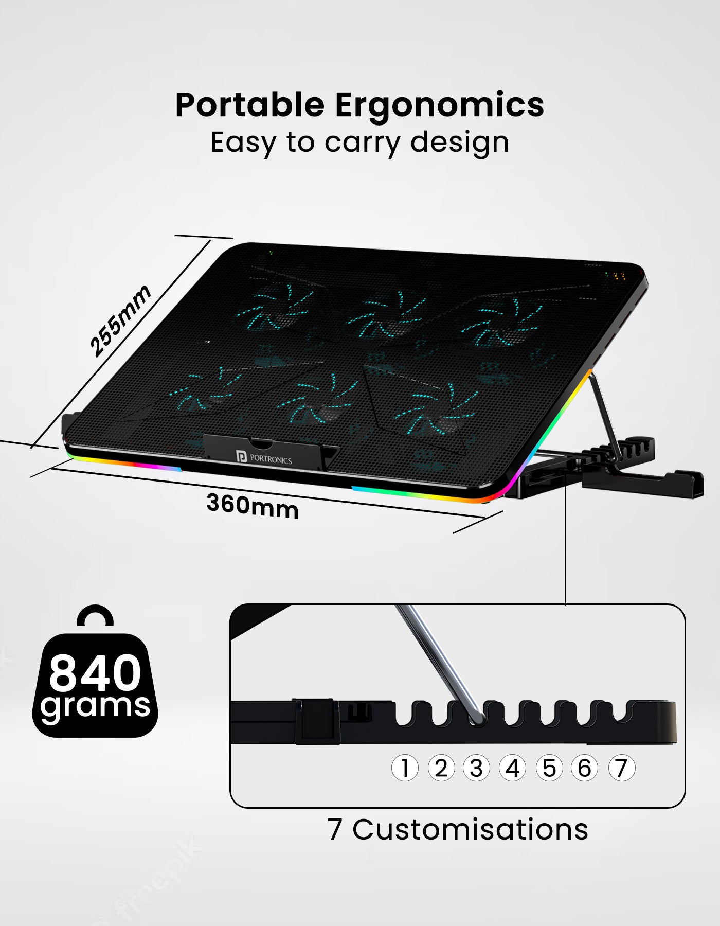 Portronics My Buddy Air Cooling Pad: Portable & Adjustable Laptop Stand fully comfortable