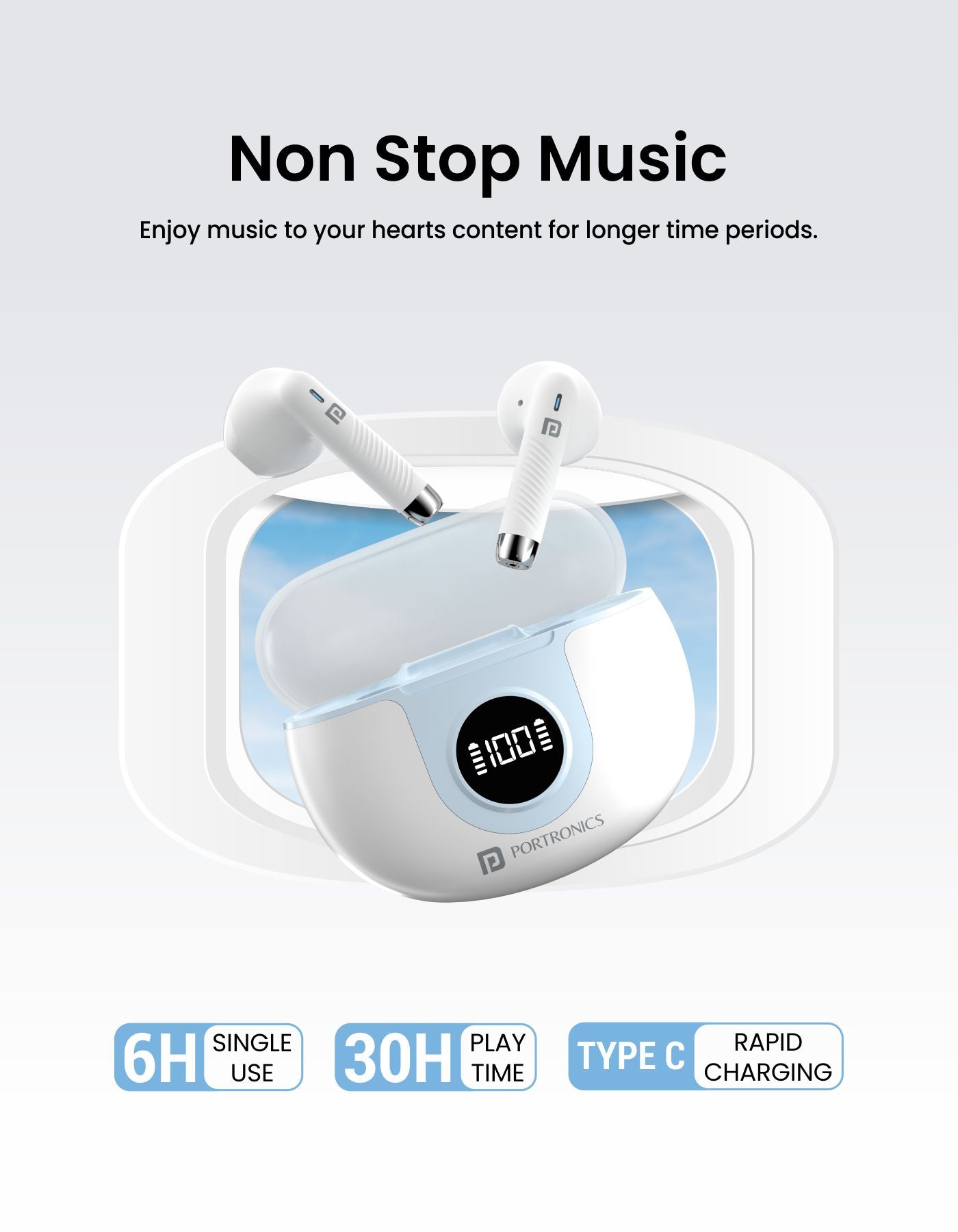 Portronics Harmonics Twins S8 Best Bluetooth wireless tws Earbuds with LED display
