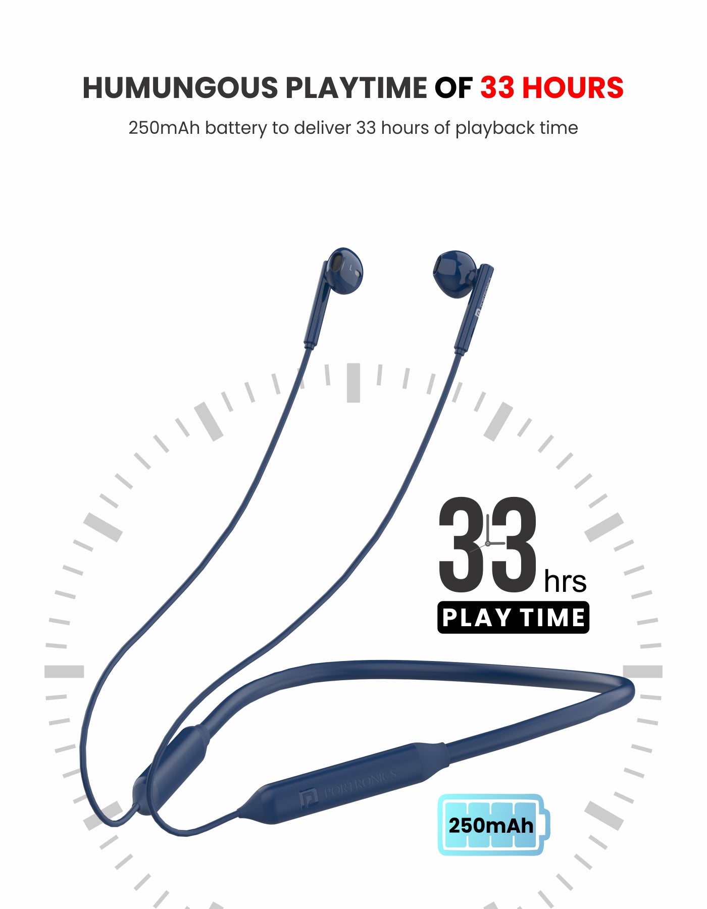 Portronics Harmonics Z5 dual colored bluetooth neckband earphones| neckband wireless headphones for swag