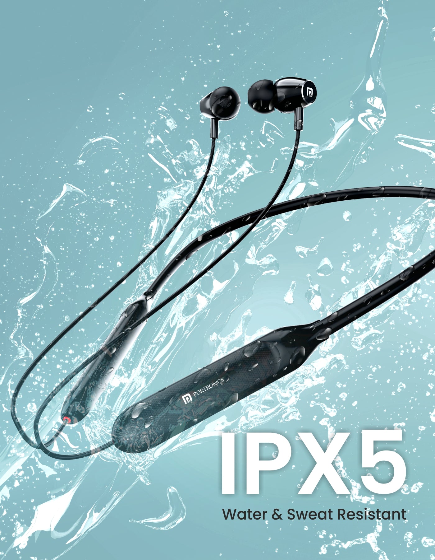 Portronics Harmonics Z7 bluetooth neckband earphones  for iPhone 11, iPhone 12, iPhone 13, Samsung Galaxy series S.