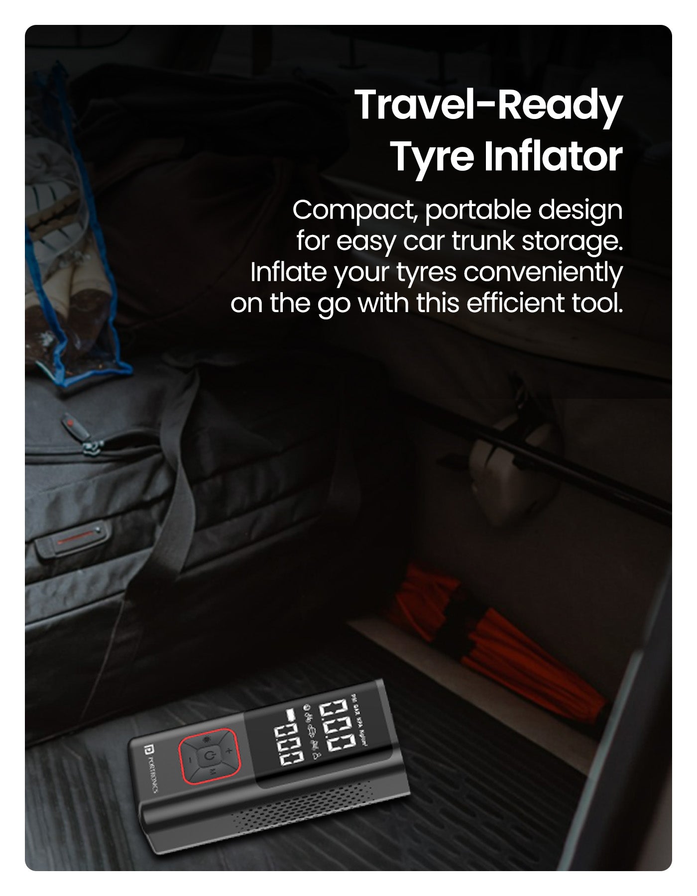 Portronics vayu 2.0 portable tyre inflator| rechargeable car tyre inflator with all your need