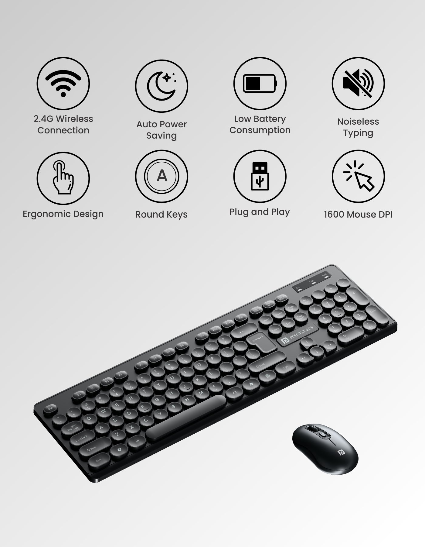 Portronics Key6  Wireless Mouse and Keyboard compact in size|  Wireless keyboard for desktop at online
