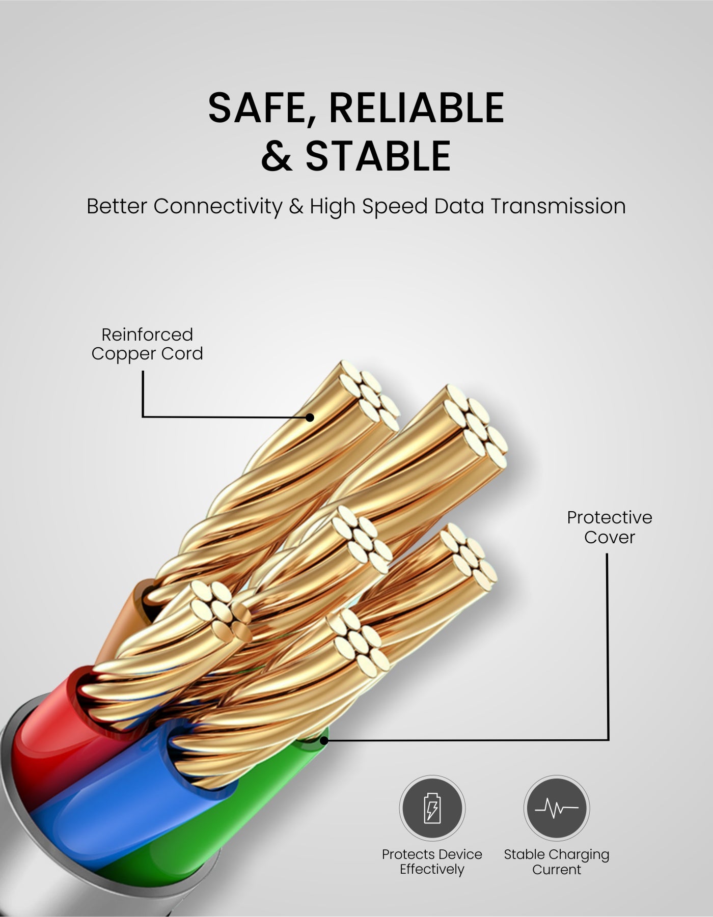 Portronics Konnect A 1M Type C USB cable with 3.0A output