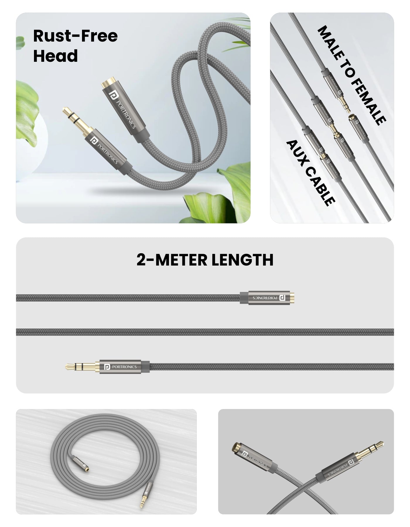 Portronics KONNECT AUX 8 High Quality 3.5mm AUX Cable