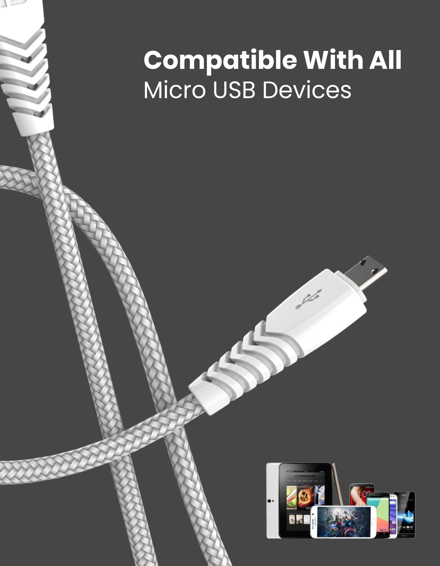 Portronics Konnect B Micro USB Nylon Quick Charging Cable