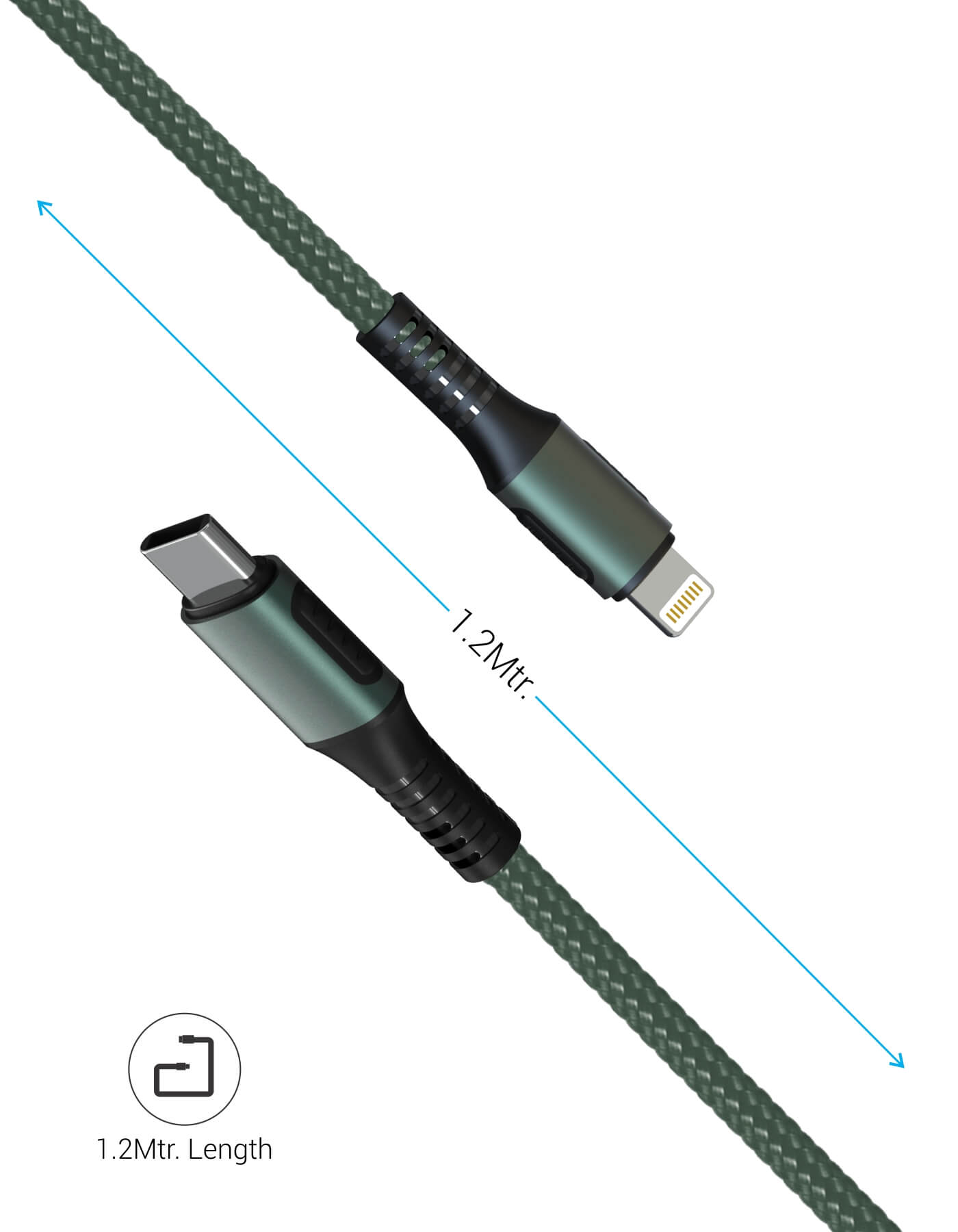 Portronics Konnect CL best 3A Type-C to 8 Pin USB Cable length of portronics konnect cl is 1.2 m