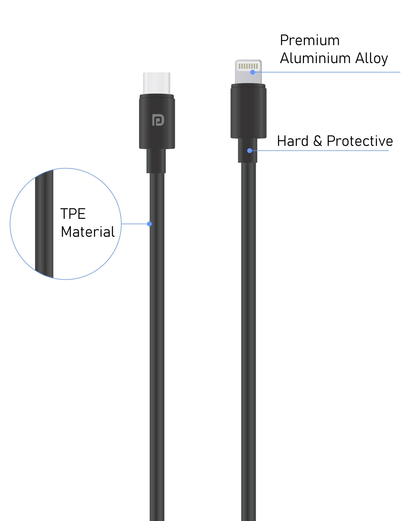 Portronics Konnect Core Type-C To 8-Pin best Cable 