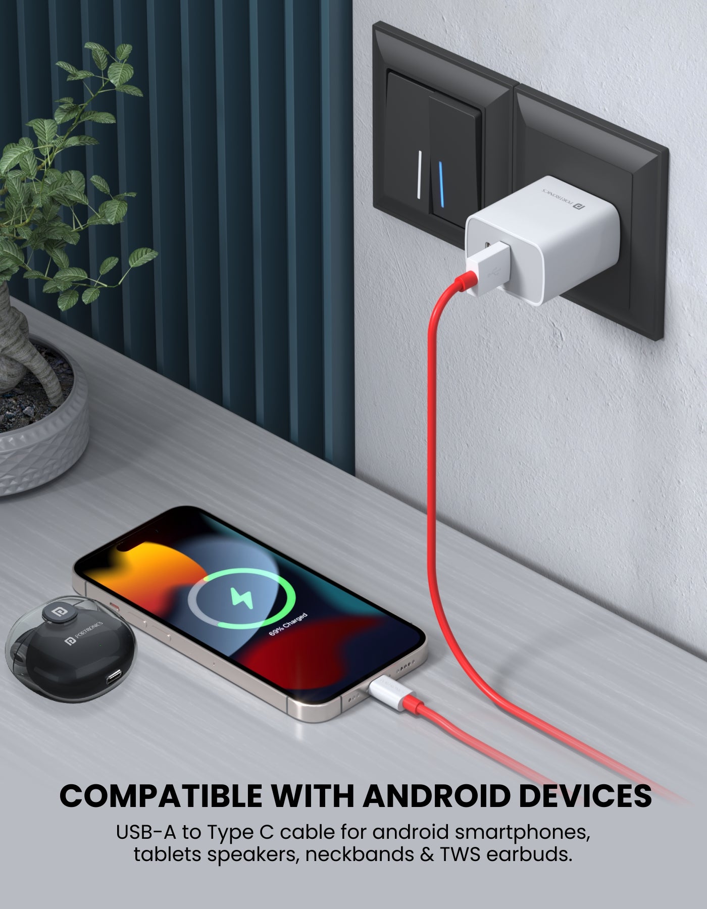 Portronics Konnect Dash Type C Cable Fast Charging Cord