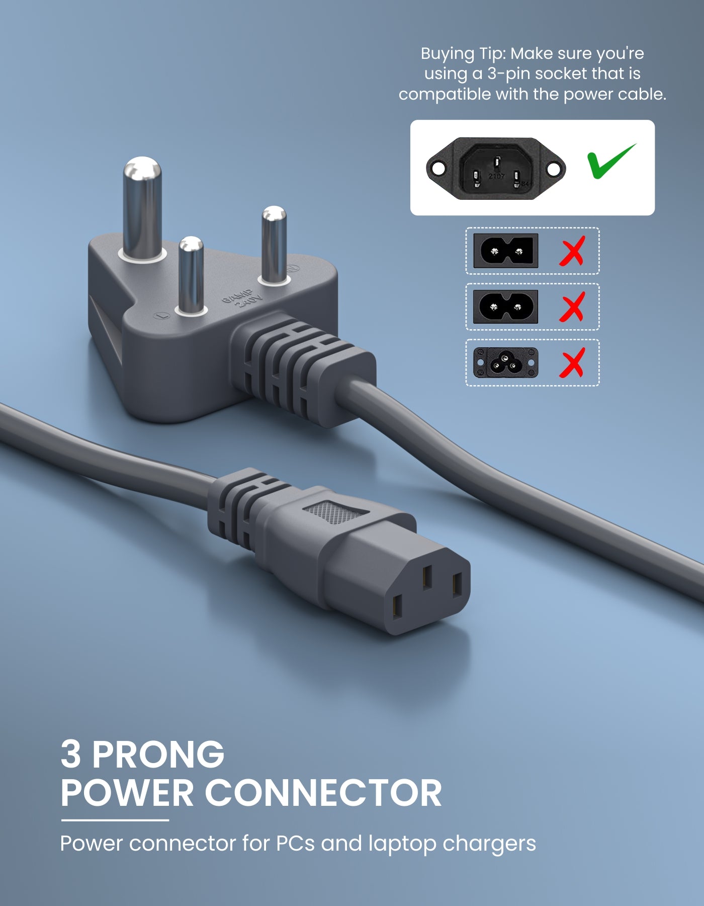 Portronics Konnect G1 3-Prong Power Connector