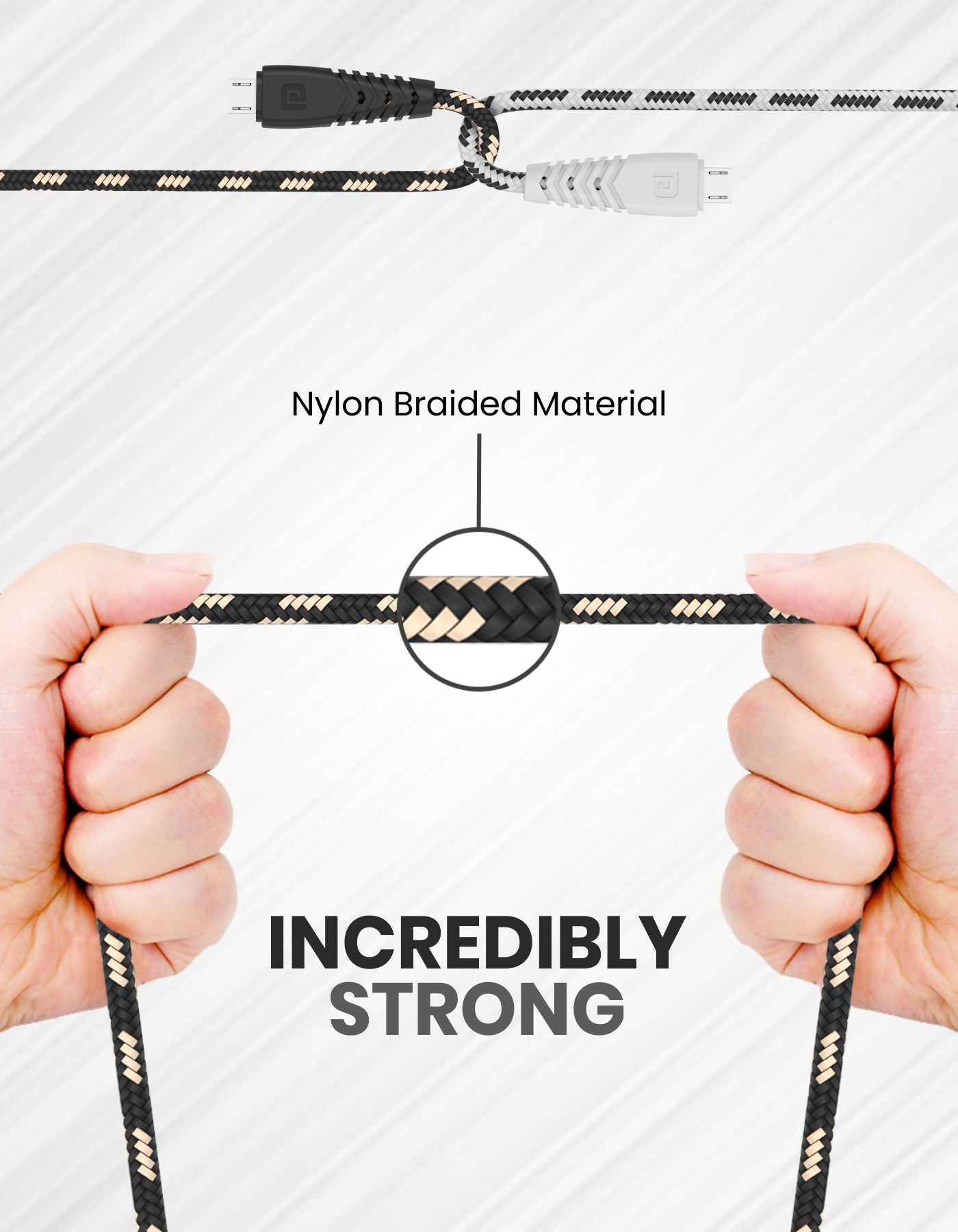 Portronics Konnect Spydr Micro USB Cable strong nylon cable 