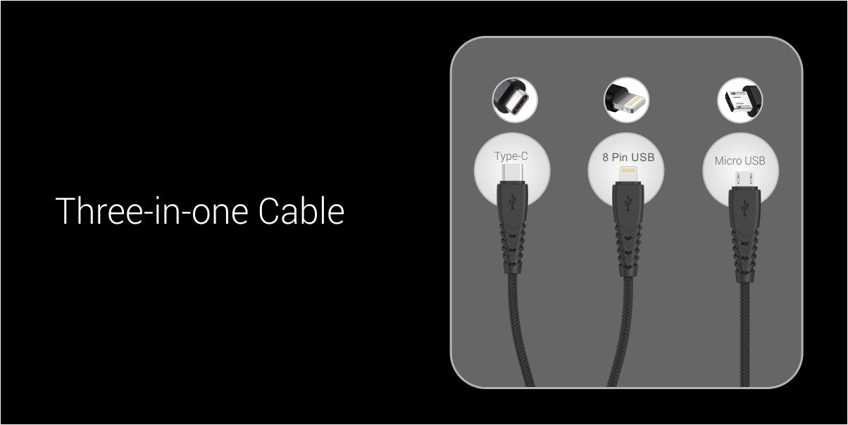 Portronics Konnect A Trio 3-In-1 Multifunctional Cable For Micro Usb