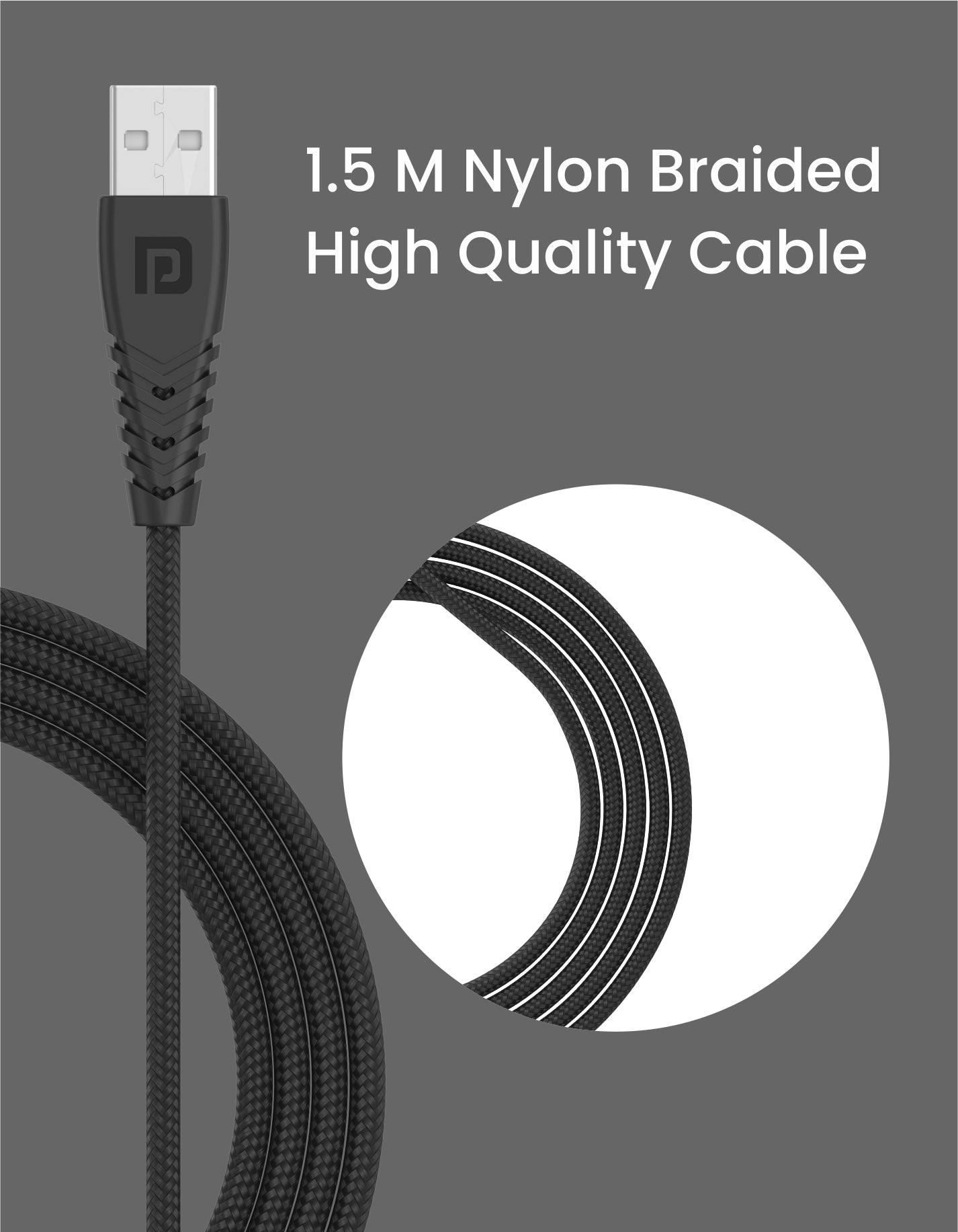 Portronics Konnect A Trio 3-in-1 micro USB, iOS, and Type C Cable 1.5meter long cable