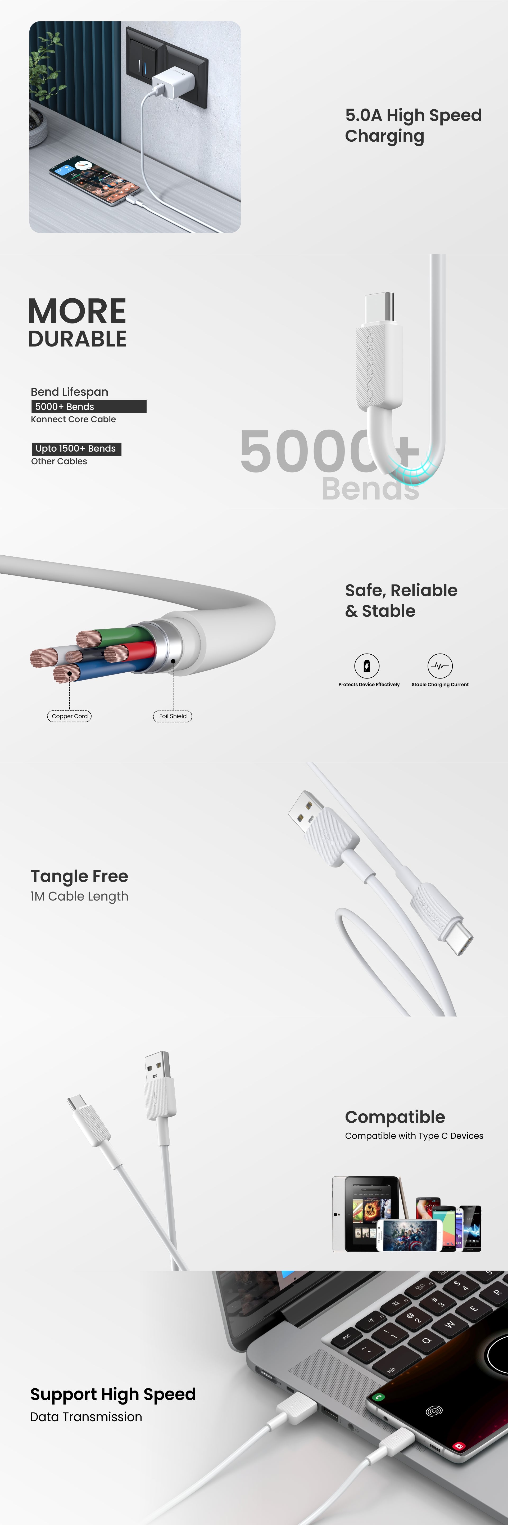 Portronics Konnect Link 5C Type C Cable