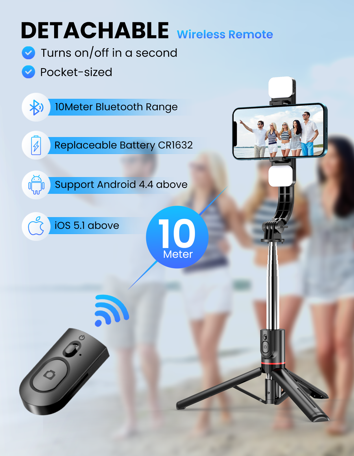 Portronics Lumistick - Smart Selfie Stick with wireles remote