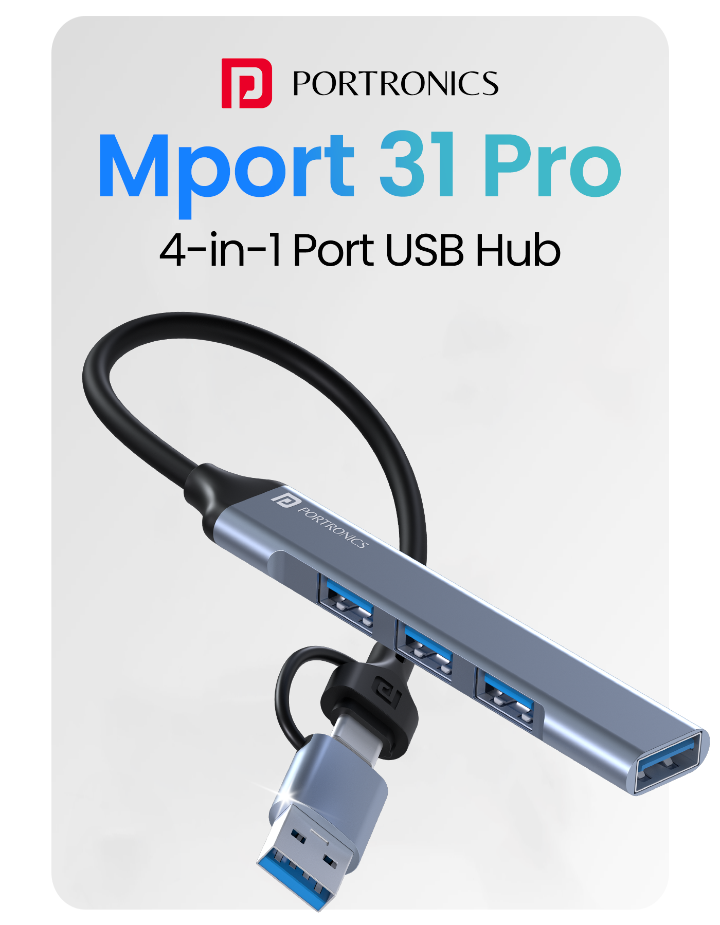 Portronics Mport31 USB hub USB-A to 4 USB-A ports universal compatible