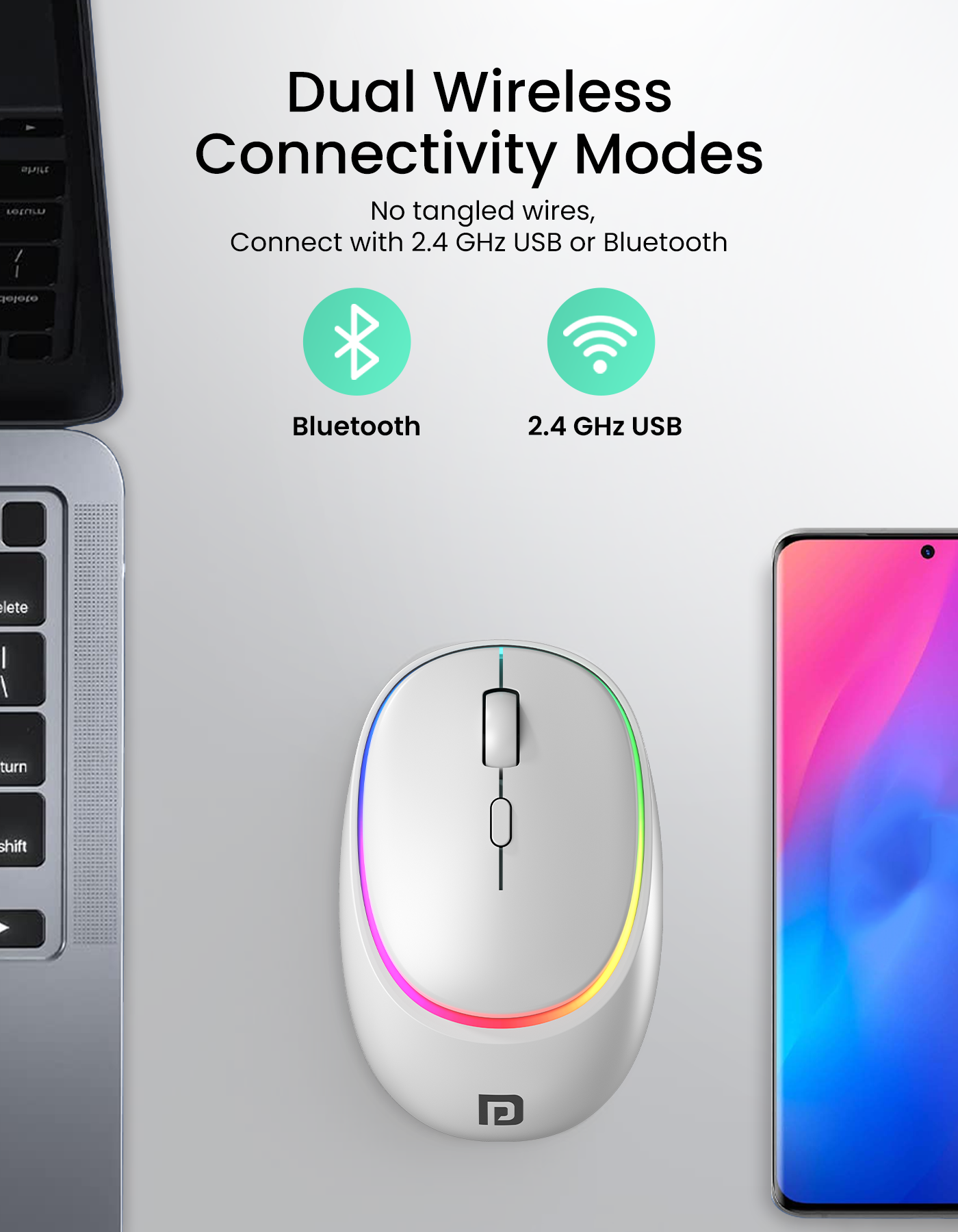 Portronics Toad IV Dual Wireless Mouse for Laptop & PC with Dual Connectivity Type C port Mouse  2.4 GHz and bluetooth 5.1