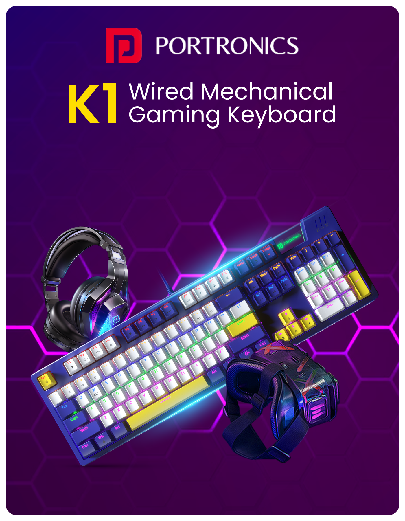 Portronics K1- Gaming wired laptop Keyboard with red liner switches for smooth keystroks wired keyboard at best price