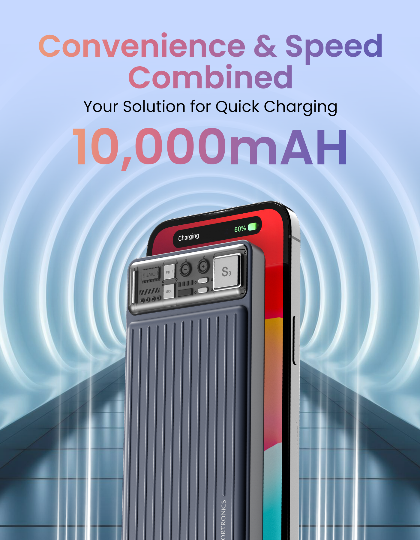 2 in 1 Portronics Luxcell bind 10K 10000mah 22.5w fast charging  power bank with transparent display