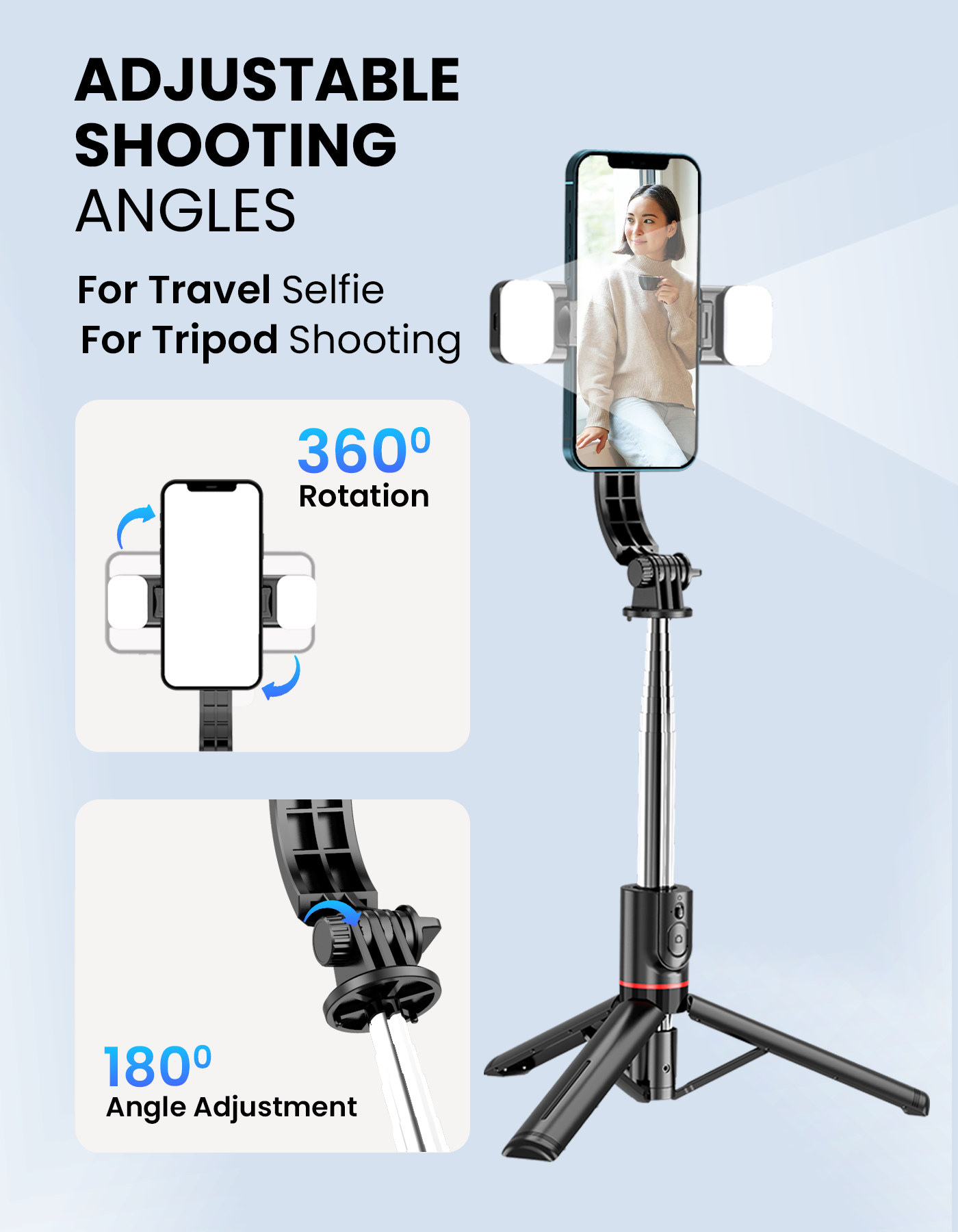 Portronics Lumistick - Smart Selfie Stick with adjustable shooting angle