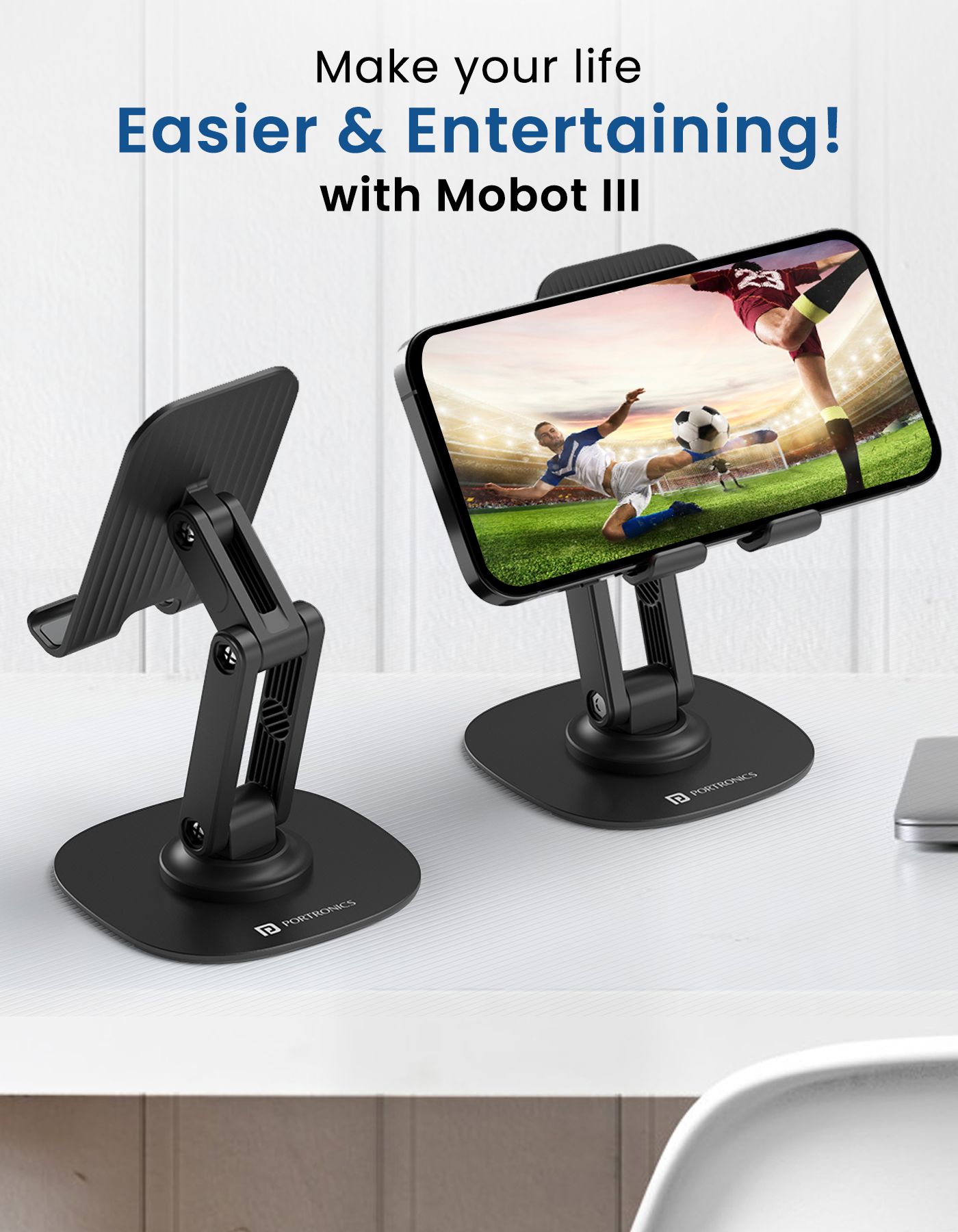 Portronics Foldable phone Holder MoBot II with Aluminium Body