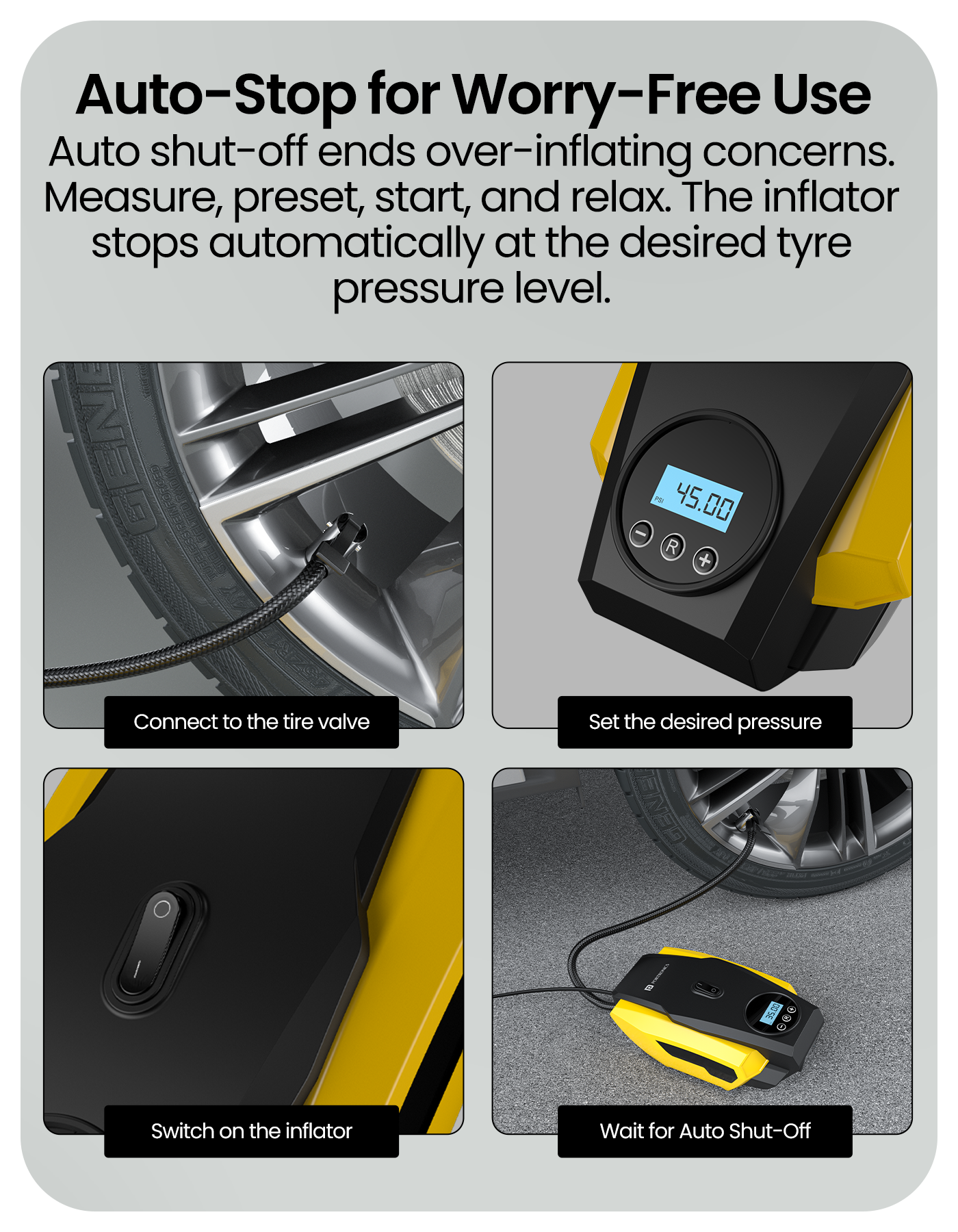 Portronics VAYU lite Portable Tyre Inflator digital for car