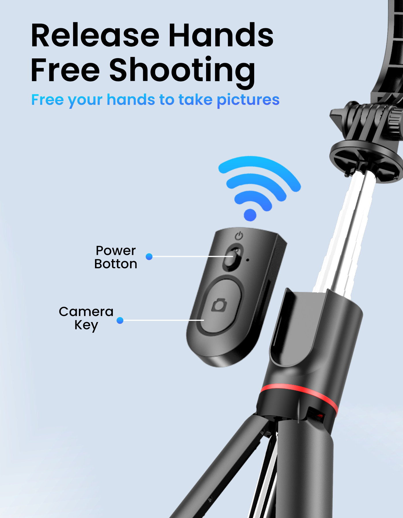 Portronics Lumistick - Smart Selfie Stick with wireless remote control to take picture
