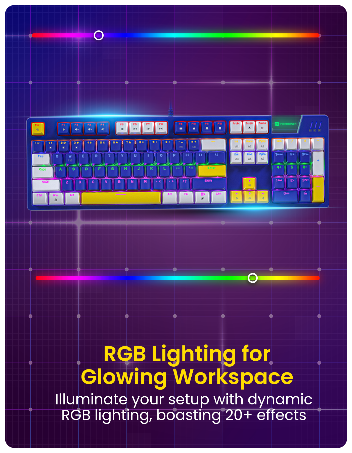 Portronics K2- Gaming wired mechanical Keyboard comes with rgb light gaming keywords