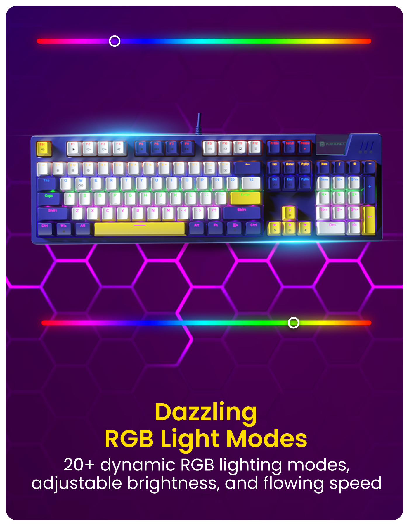 Portronics K1- Gaming wired mechanical Keyboard comes with rgb light gaming keywords for laptop