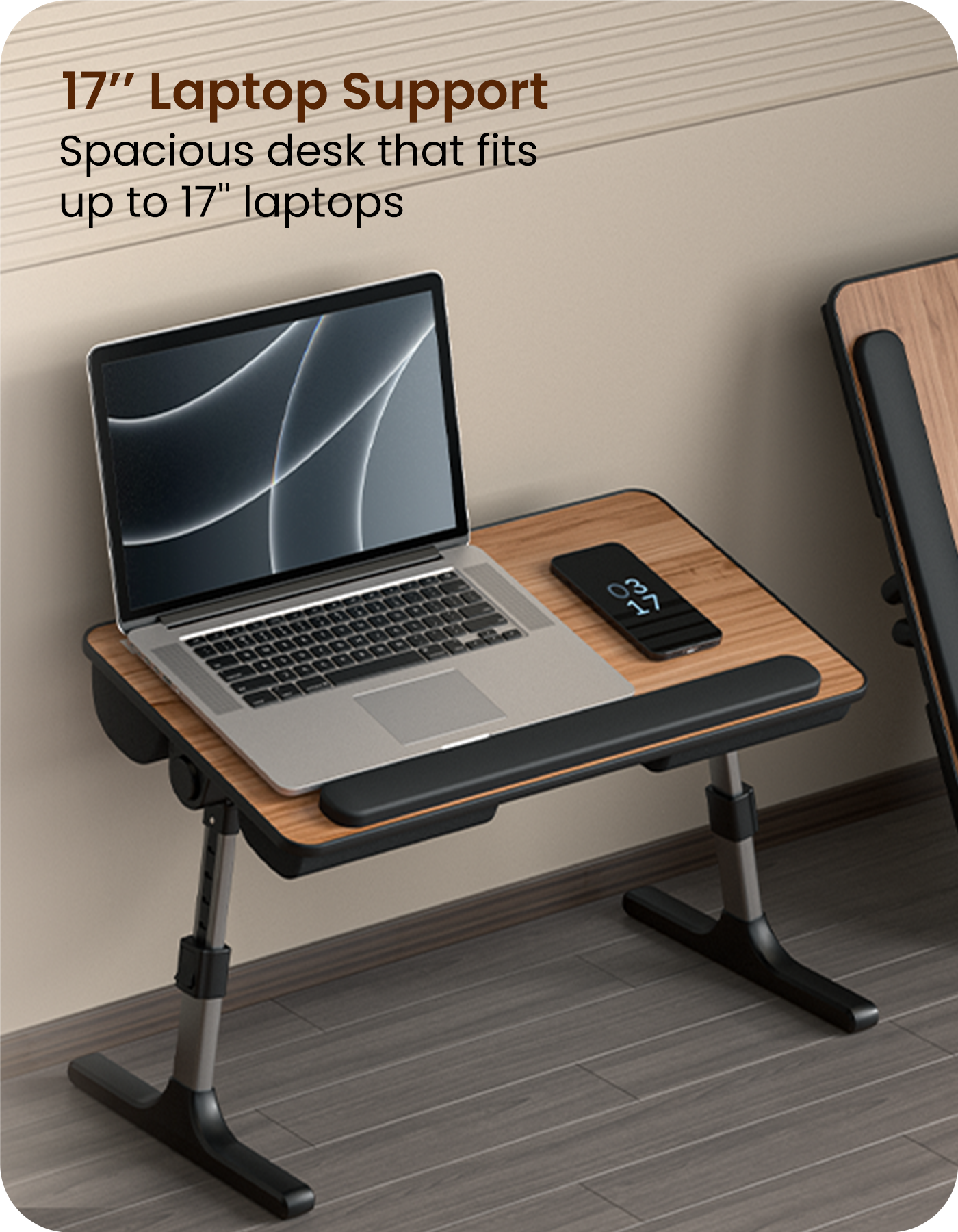 Portronics my buddy z foldable laptop bed desk support up to 17'' laptop easily