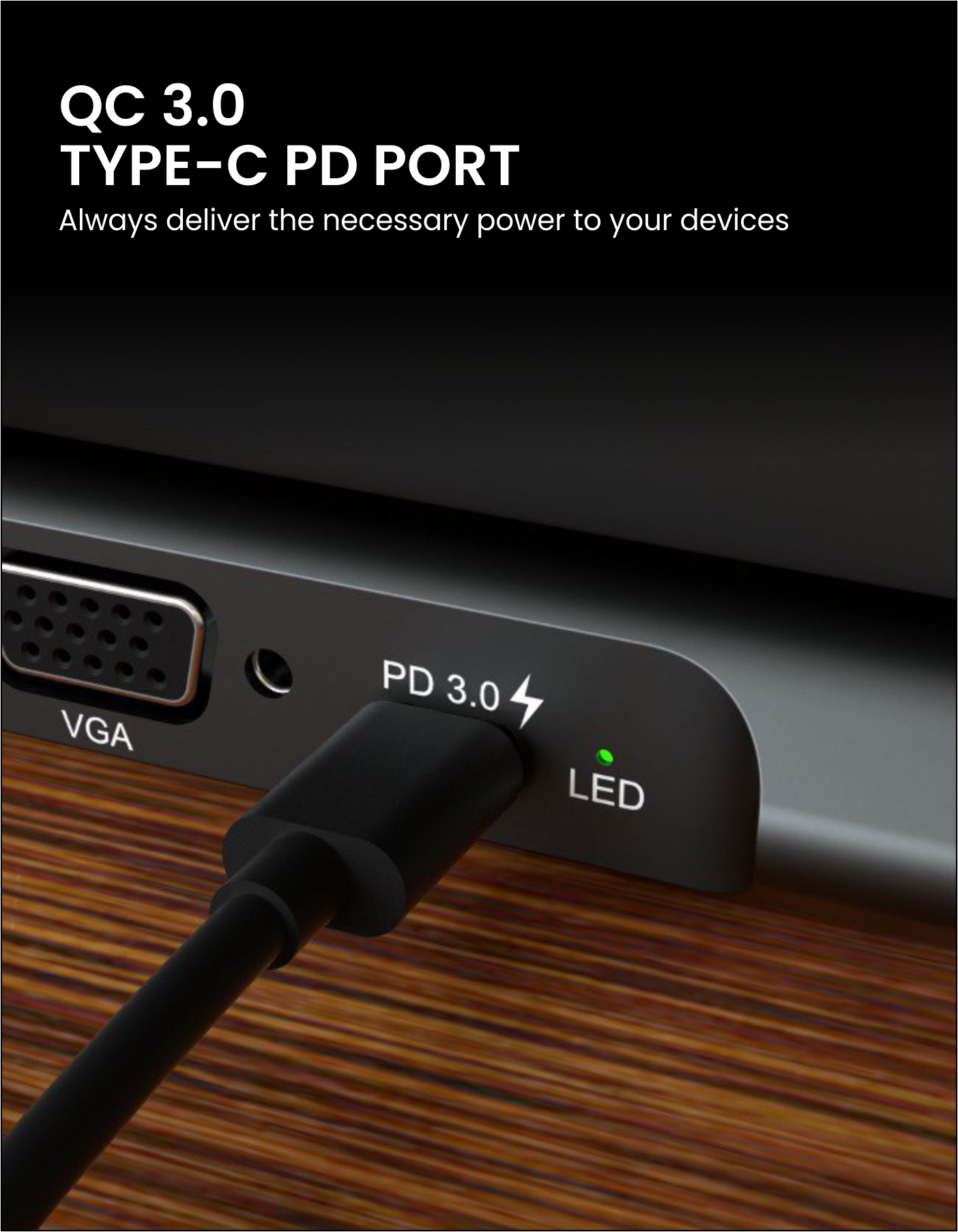 Portronics Mport 13C USB Multiport hub 13-in-1 docking station with USB, HDMI, Ethernet, & VGA ports, and Type-C PD charging slot along with TF & SD card slots