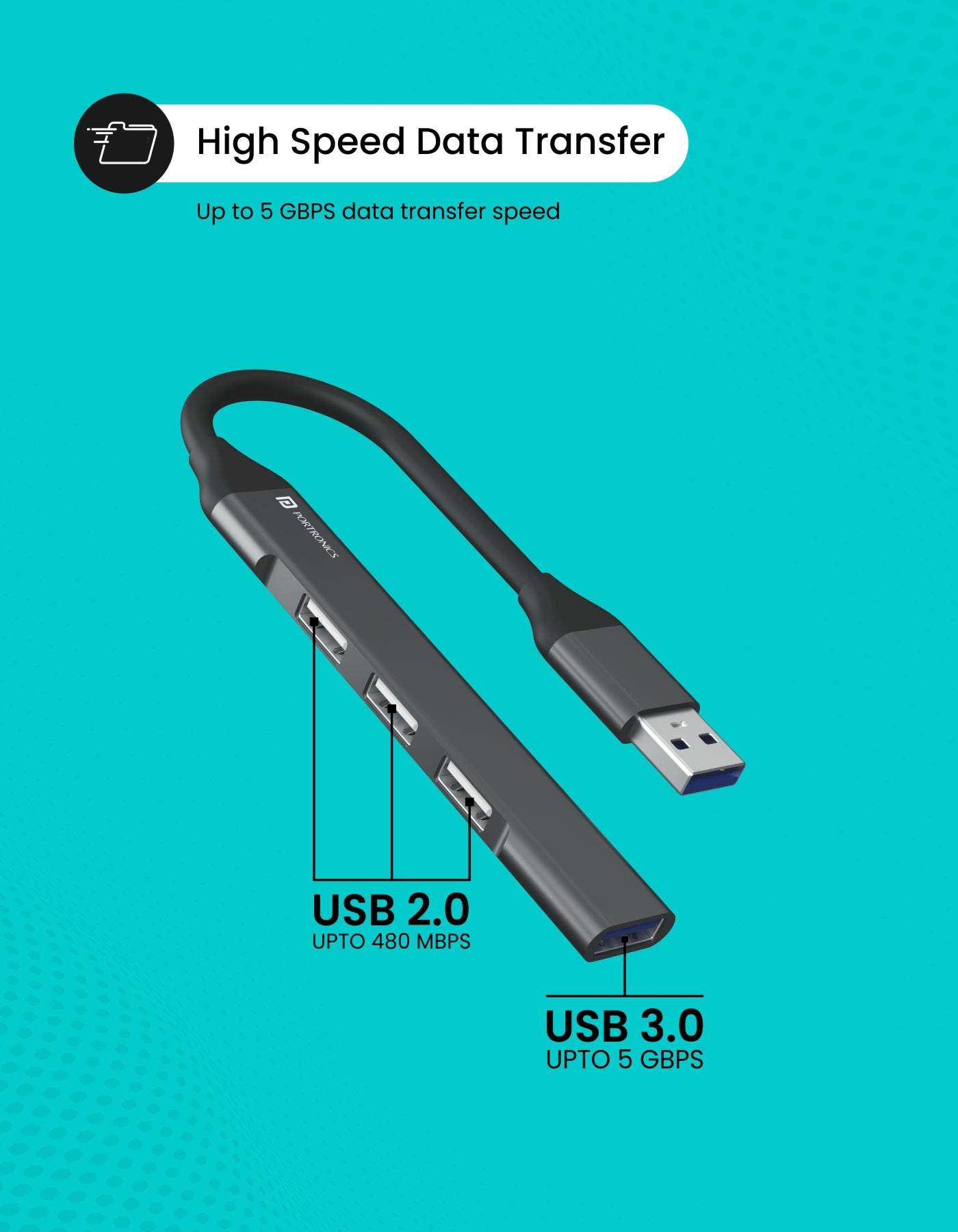 By Portronics Mport 31 USB hub high speed data transfer Up to 5 GBPS