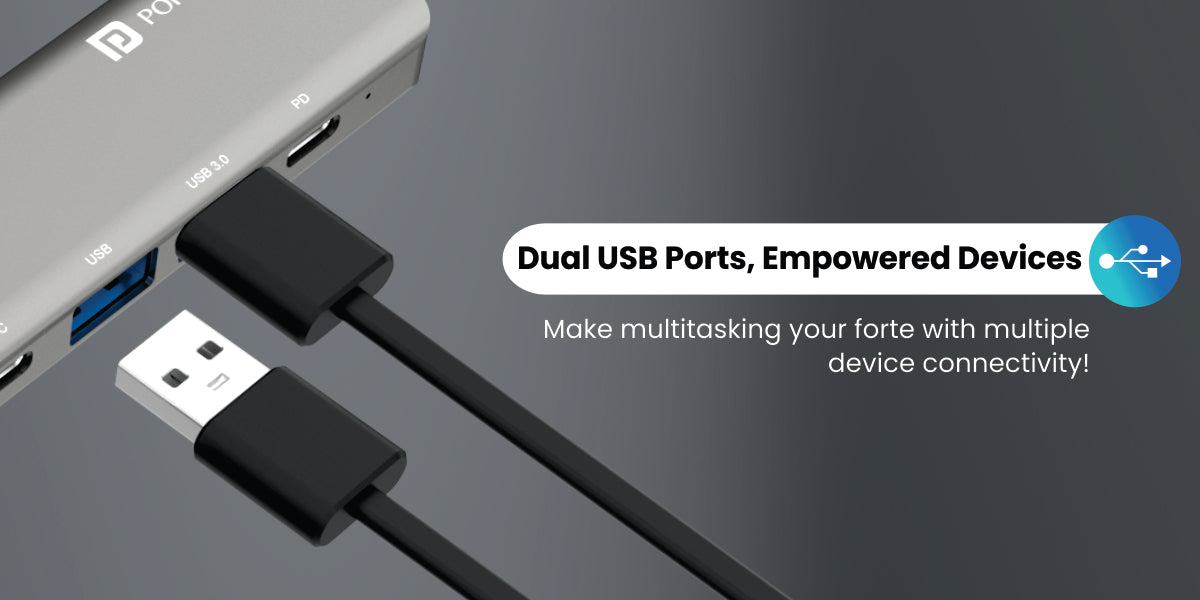 USB cable connect with portronics Mport52 USB hub 