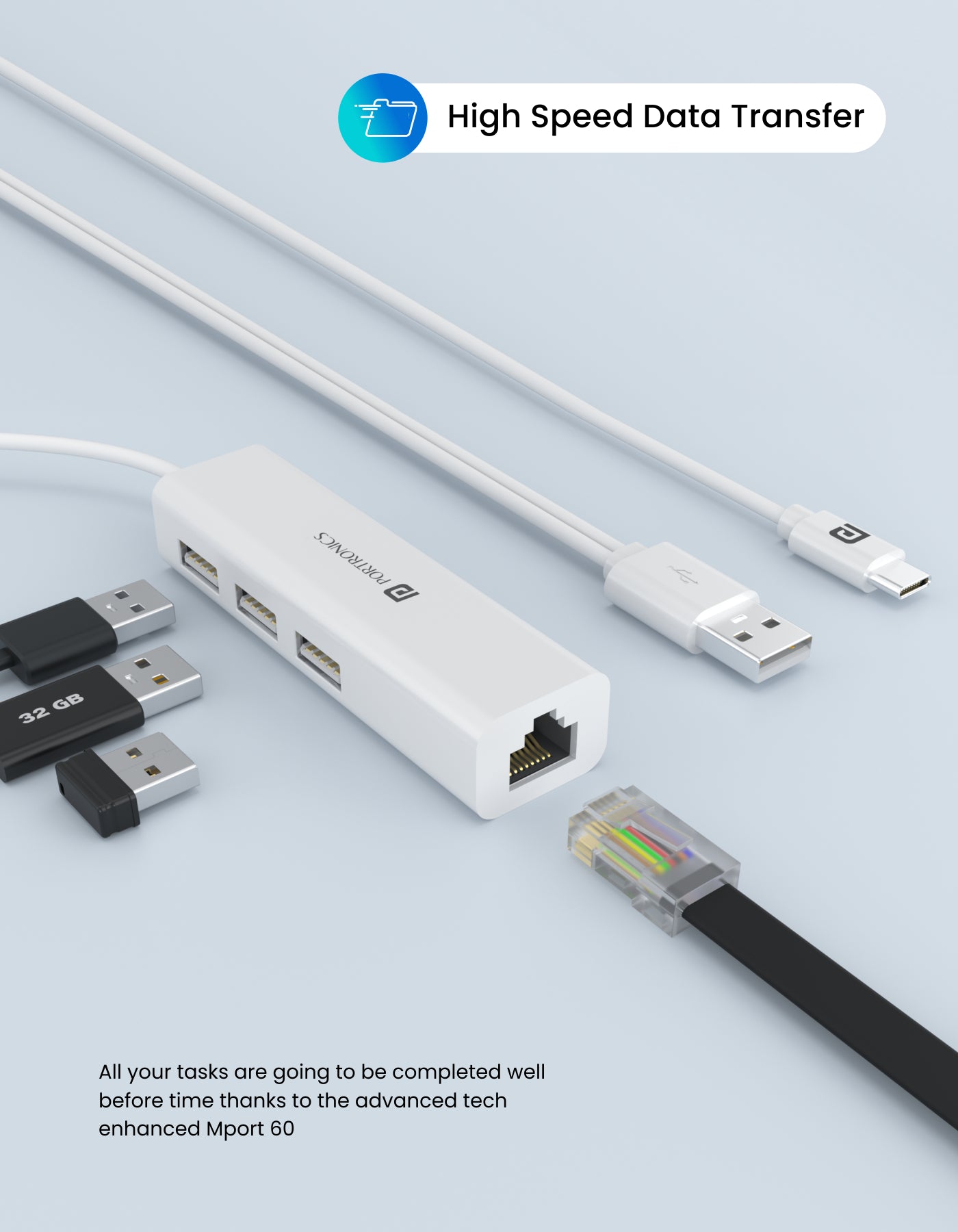 Portronics Mport 60-Multifunciton USB port Hub