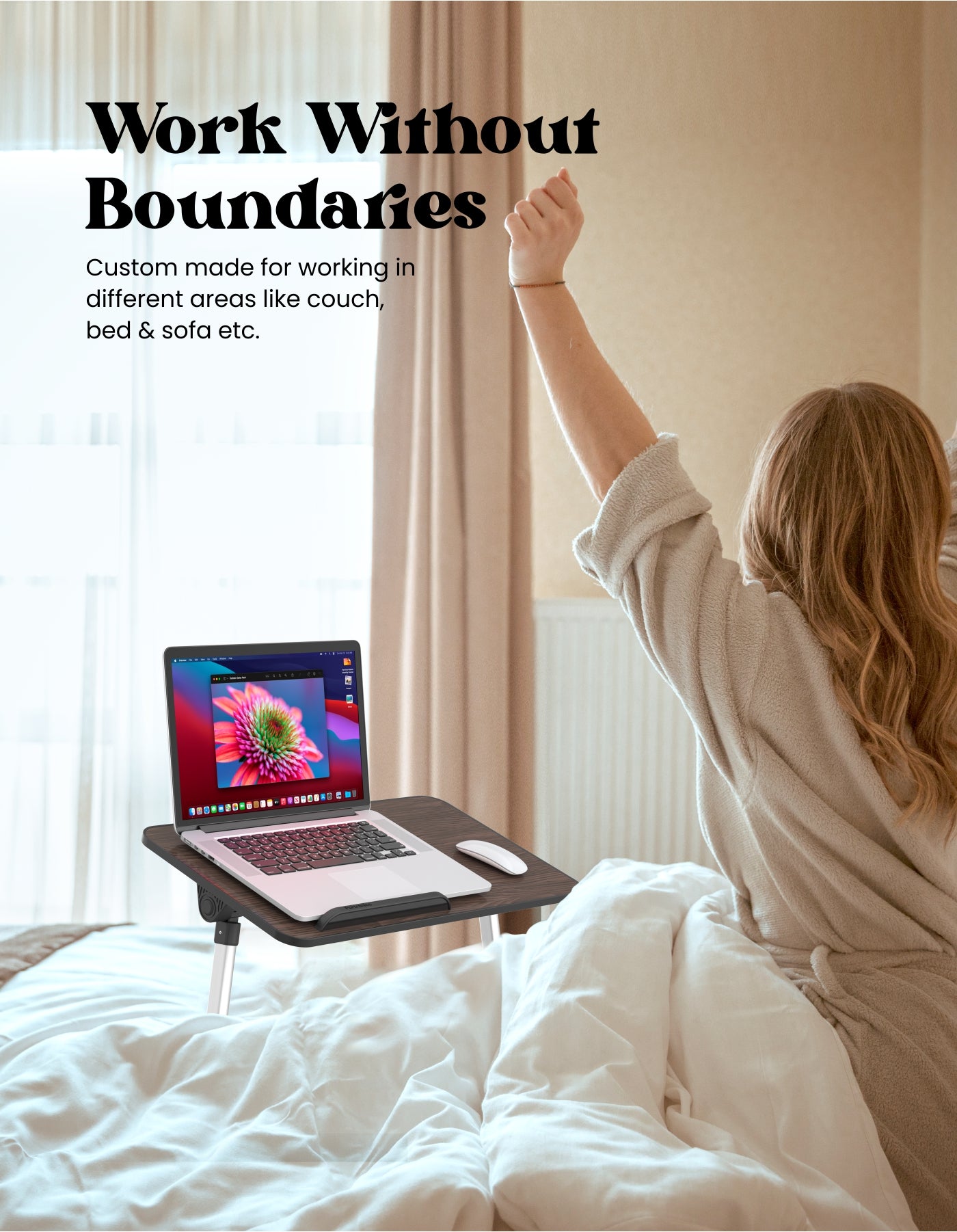 Portronics My Buddy adjustable and portable Laptop Stand for bed work without boundaries