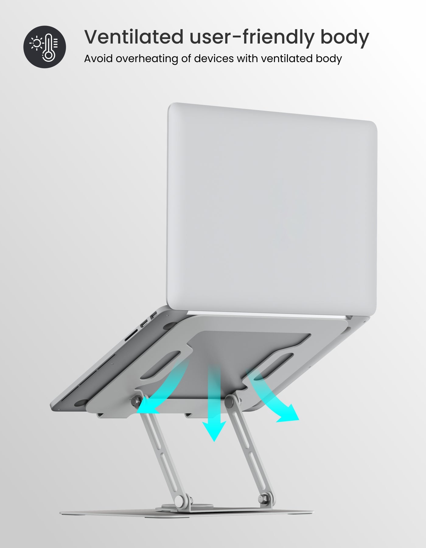 Work with comfort multiple adjustable elevation angles of this laptop stand
