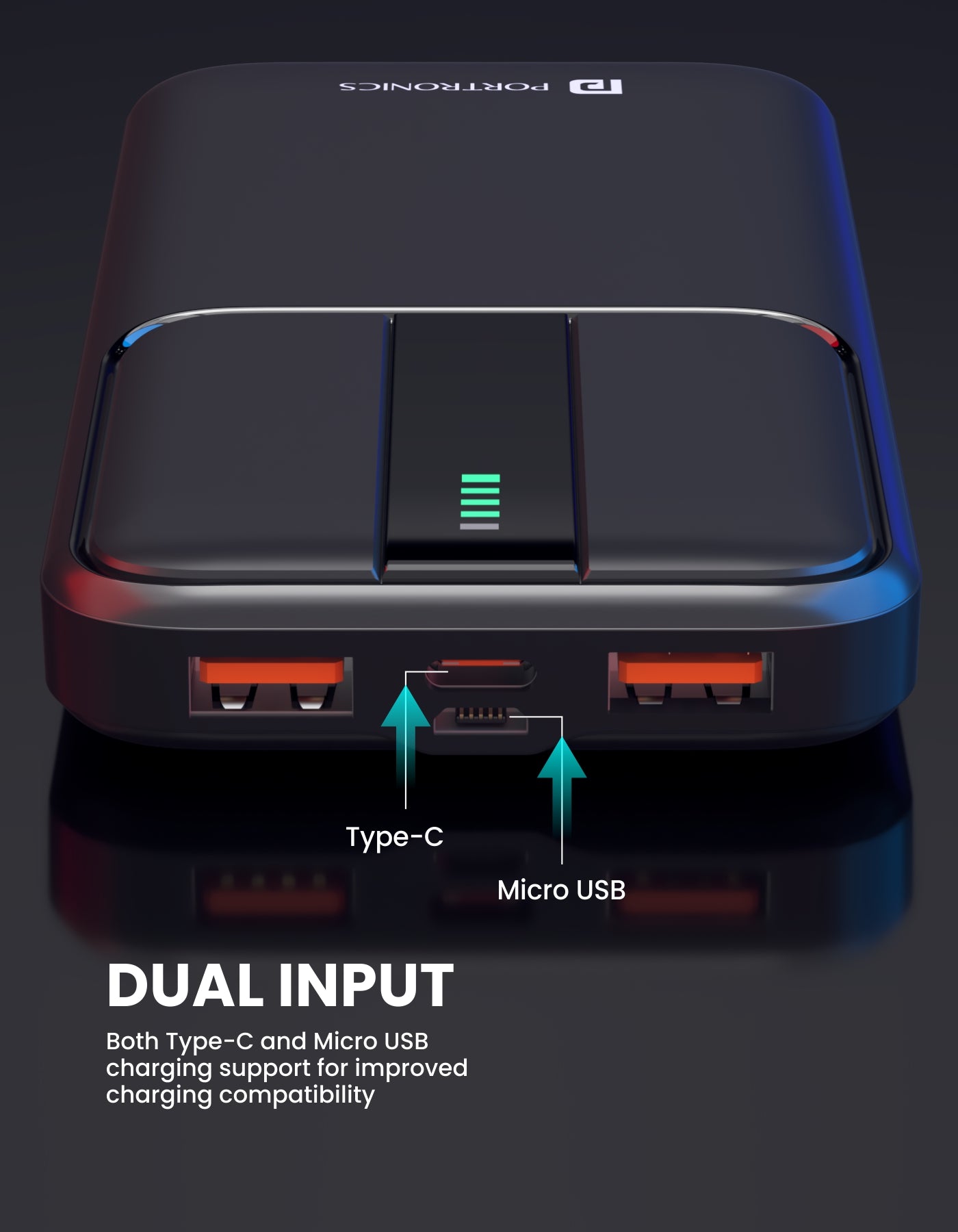 Portronics Power E 10k Power Bank for laptop with dual USB charging