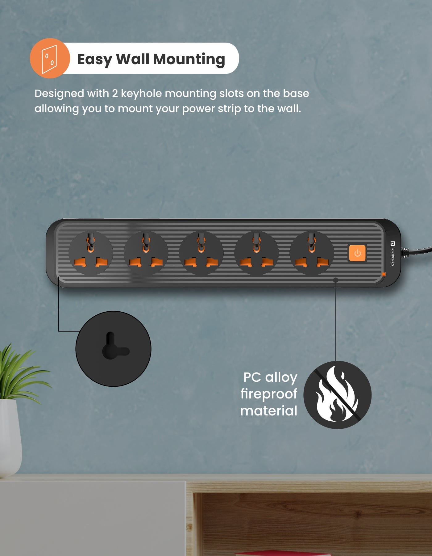 Portronics Power Plate 13 Power Extension Board Tangle-resistance through long chord
