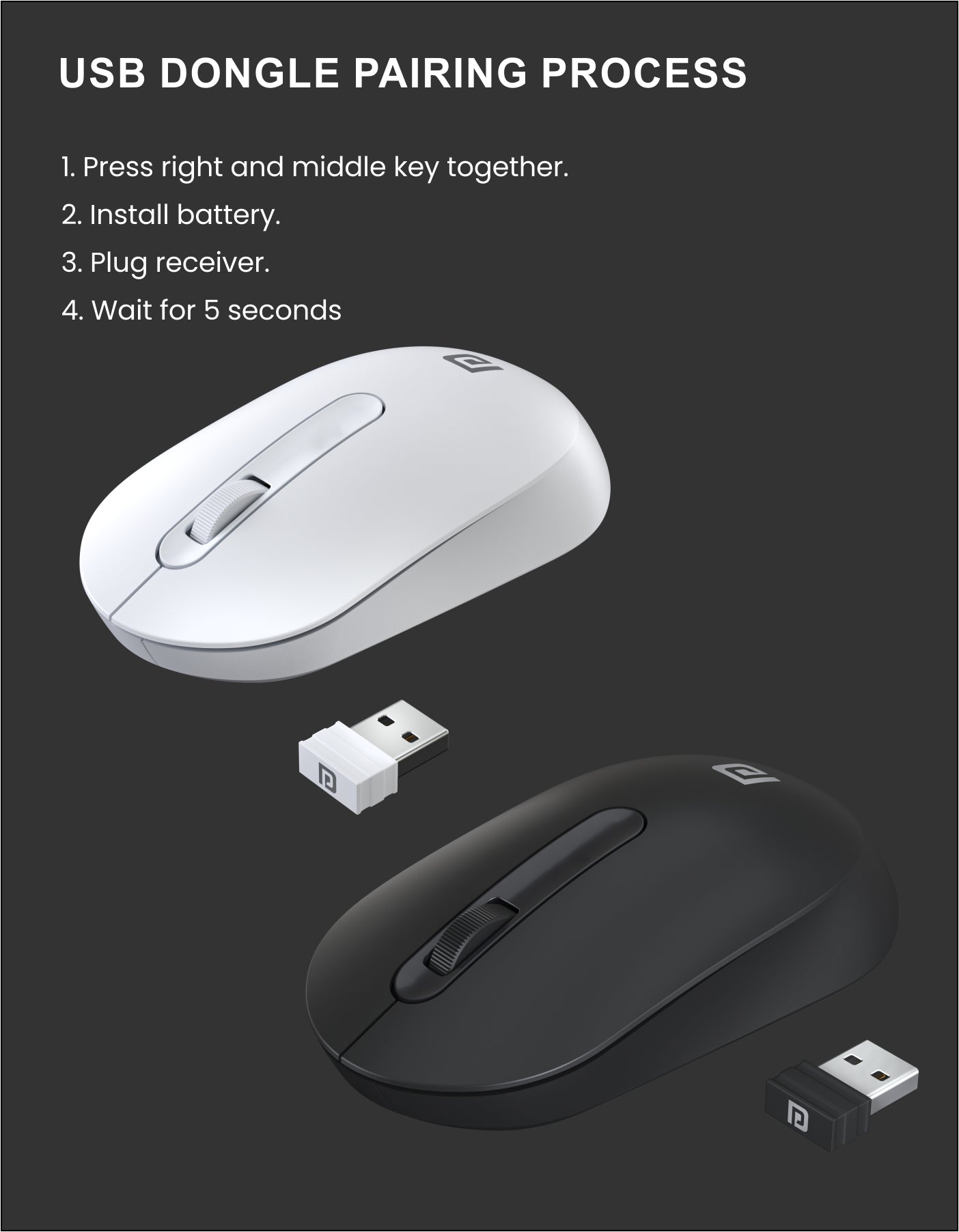 Portronics Toad 13 Wireless Mouse fast USB dongle