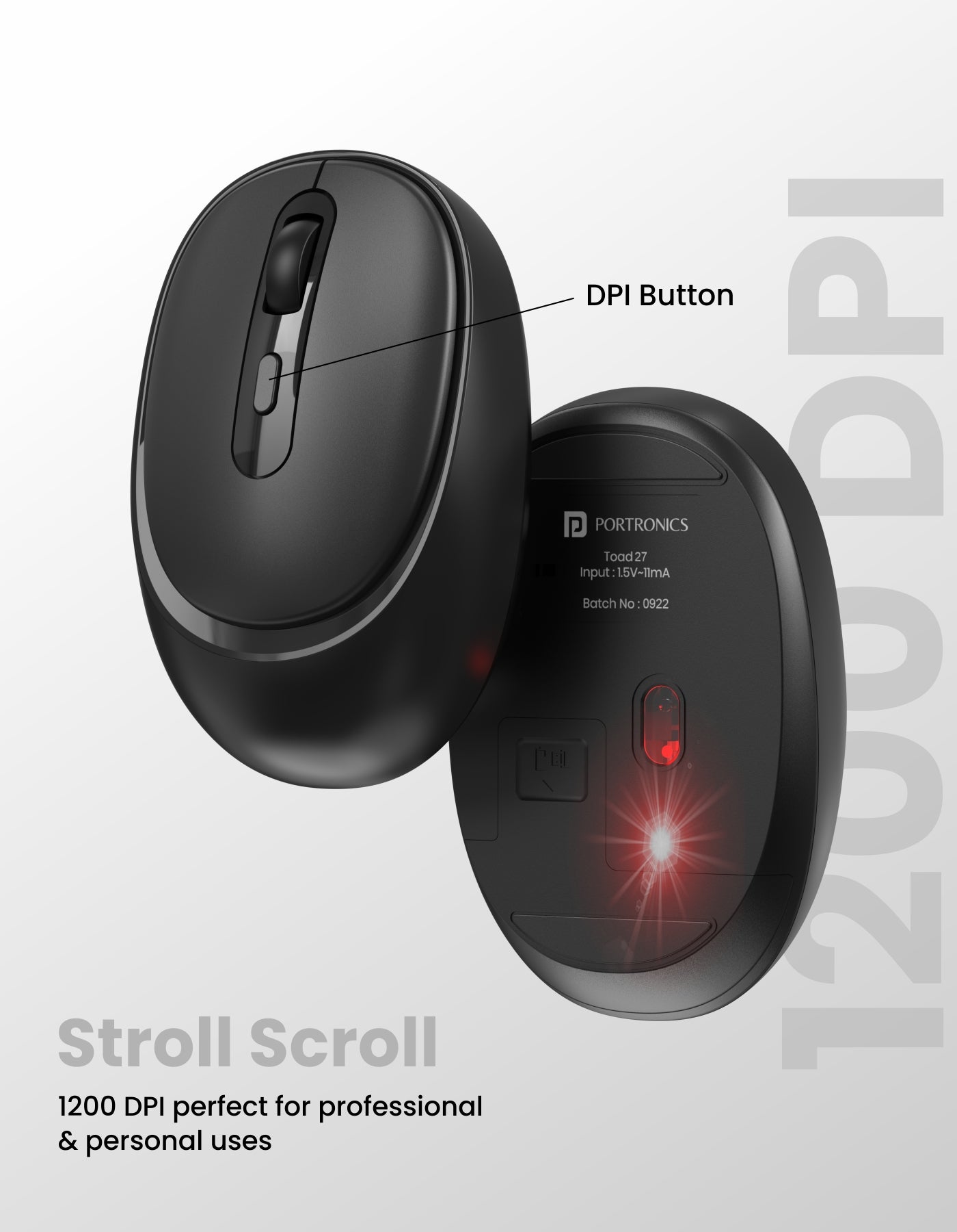 Portronics Toad 27 wired mouse with responsive 1600 DPI connect to almost any PC/ Laptop with a USB A Type port