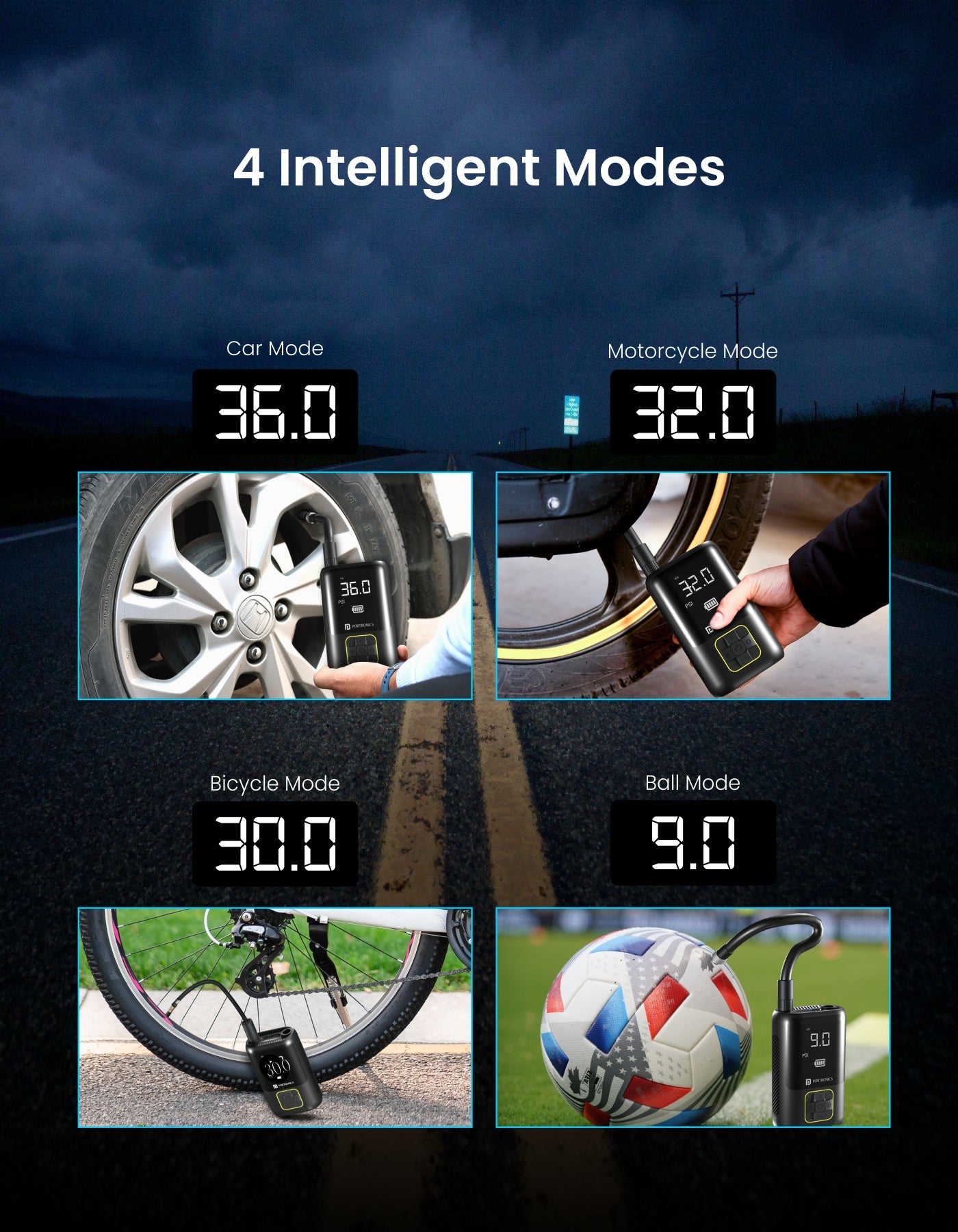 Portronics VAYU Portable Tyre Inflator for car with digital display